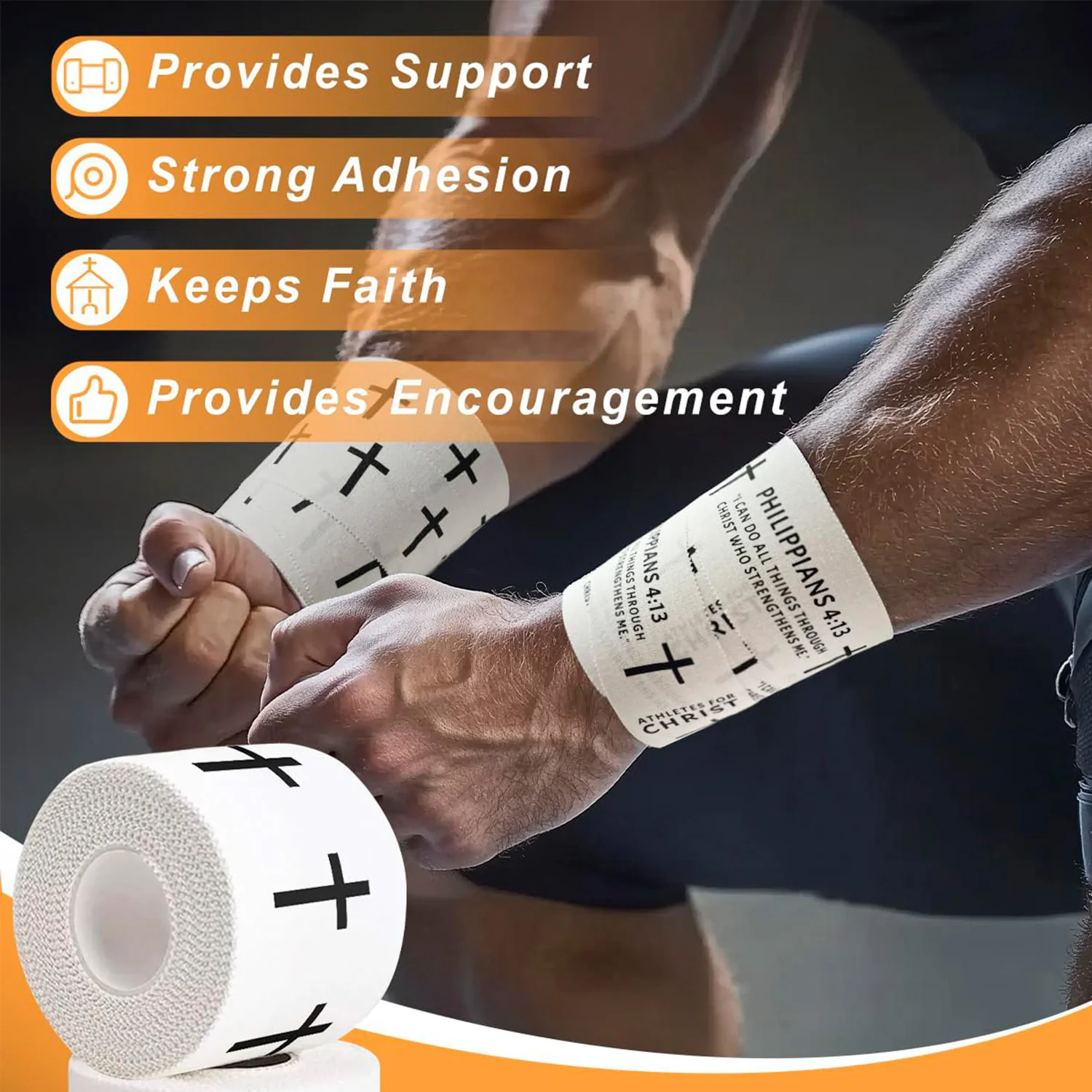 Christian Athletic Tape – Faith-Inspired Sports Tape with Cross & Scripture Print - Image 4