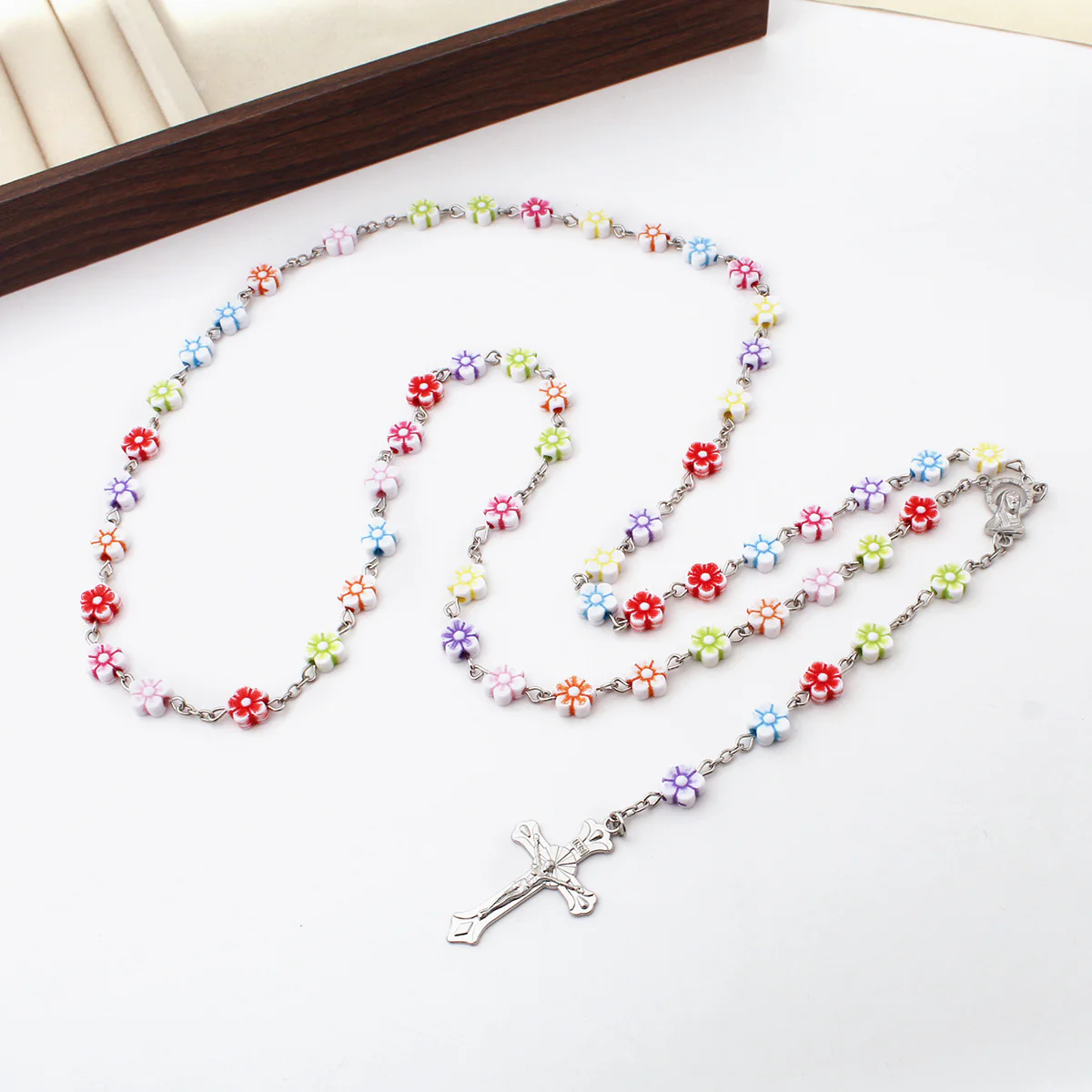Colorful Cherry Blossom Beads Rosary - Image 5