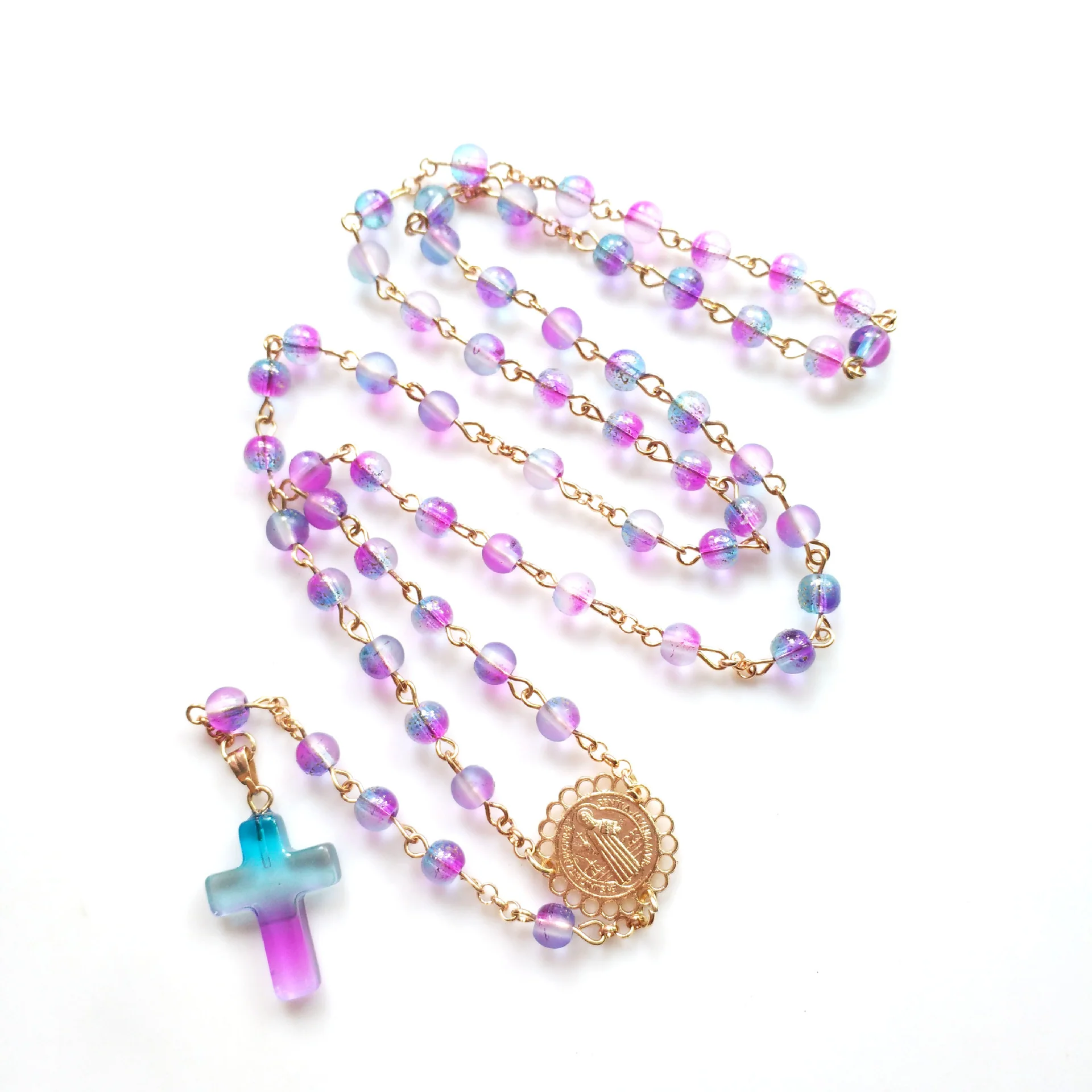 Amen Artisan Colorful Round Bead Cross Prayer Necklace - Image 3