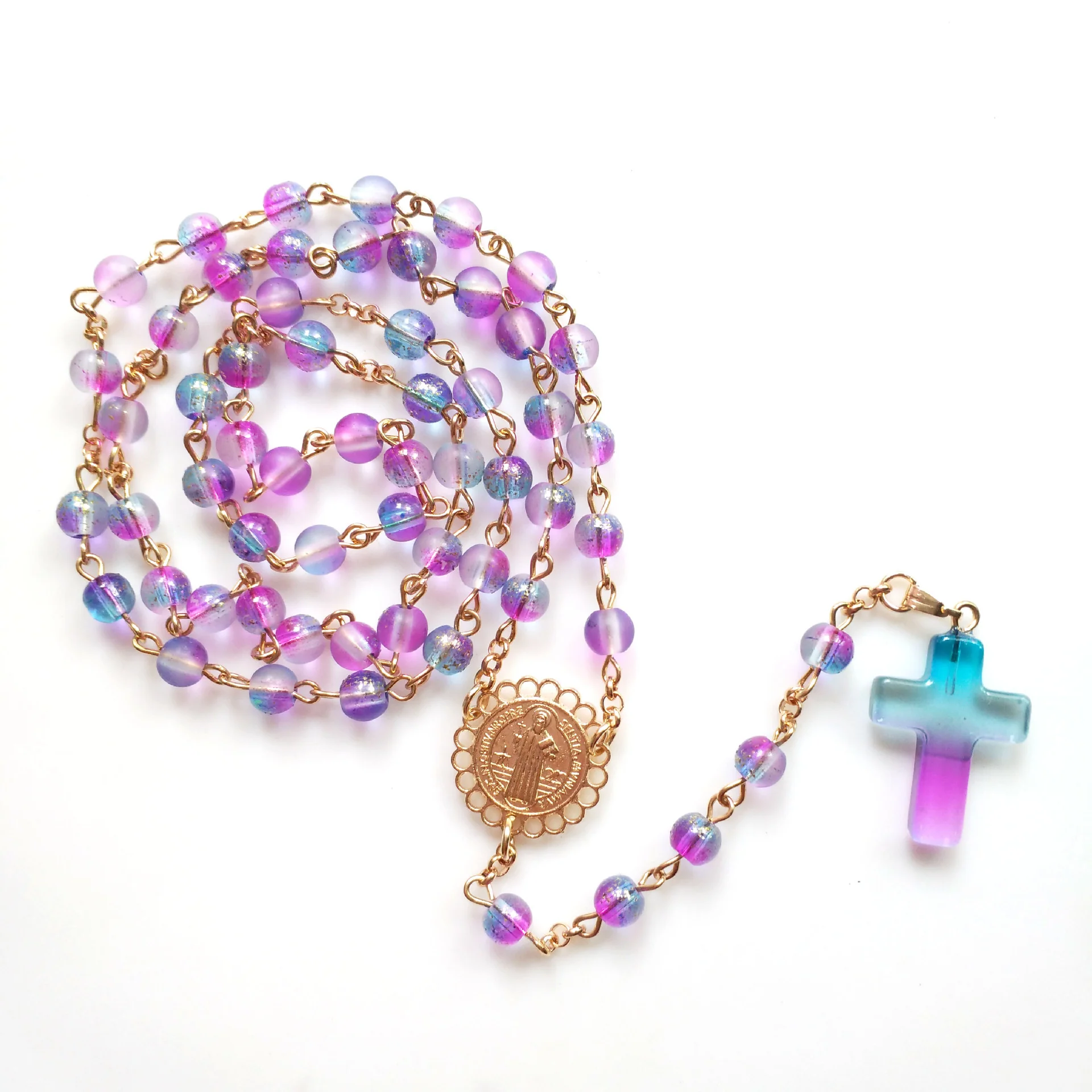 Amen Artisan Colorful Round Bead Cross Prayer Necklace - Image 4