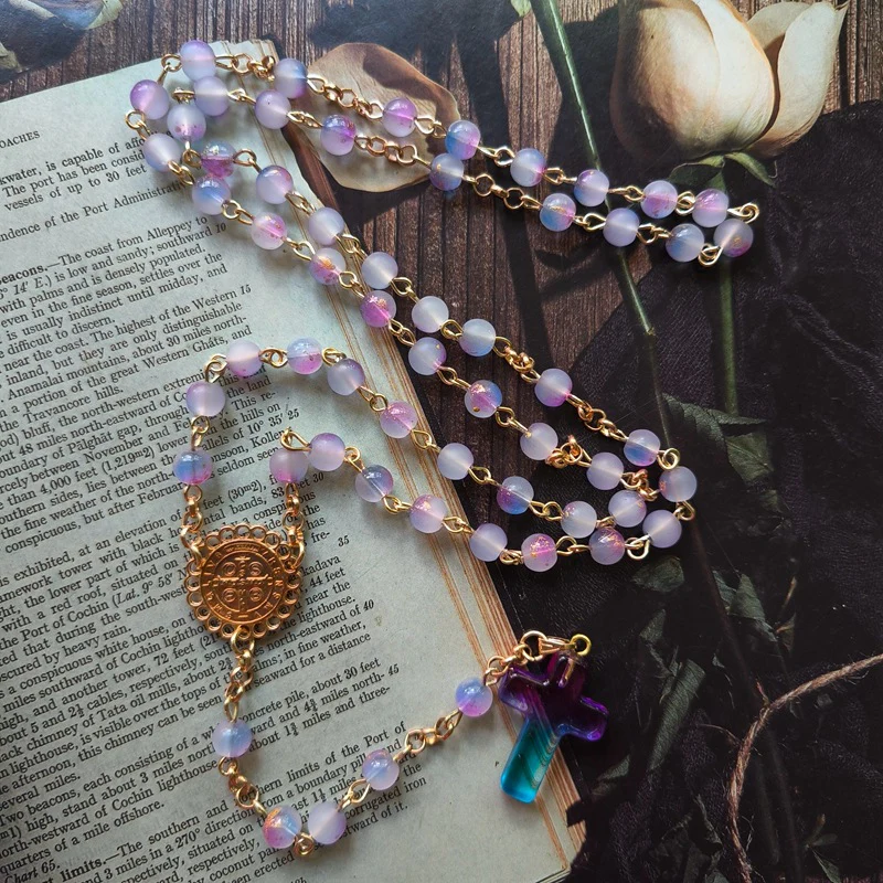 Amen Artisan Colorful Round Bead Cross Prayer Necklace - Image 5