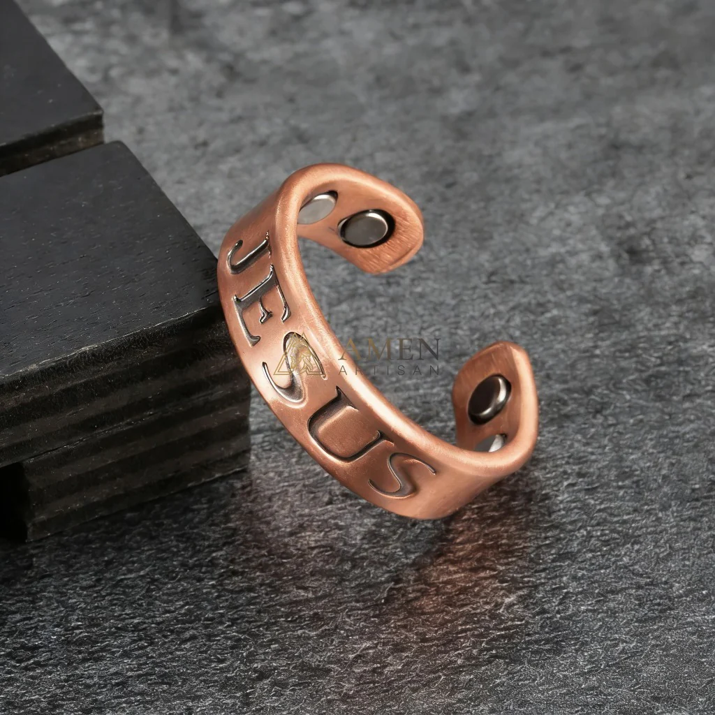 Copper Jesus Magnetic Ring Amen Artisan