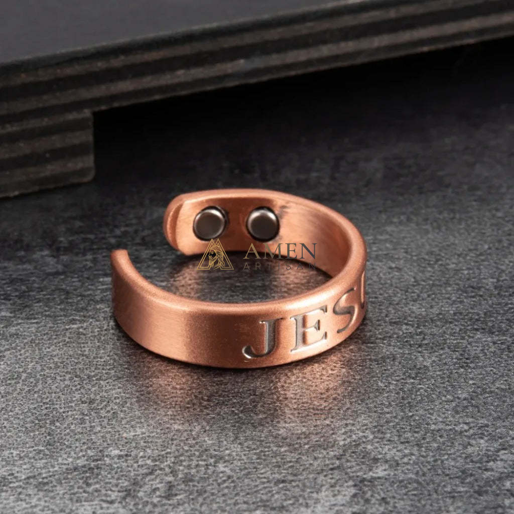 Copper Jesus Magnetic Ring Amen Artisan - Image 2
