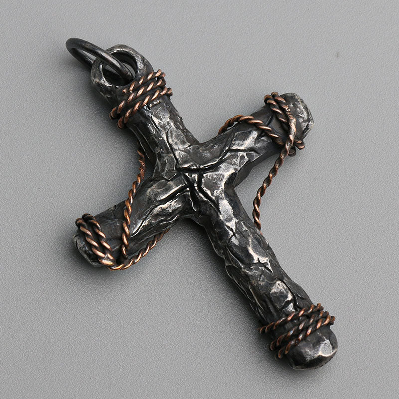 Cracked Cross Pendant Necklake - Image 2