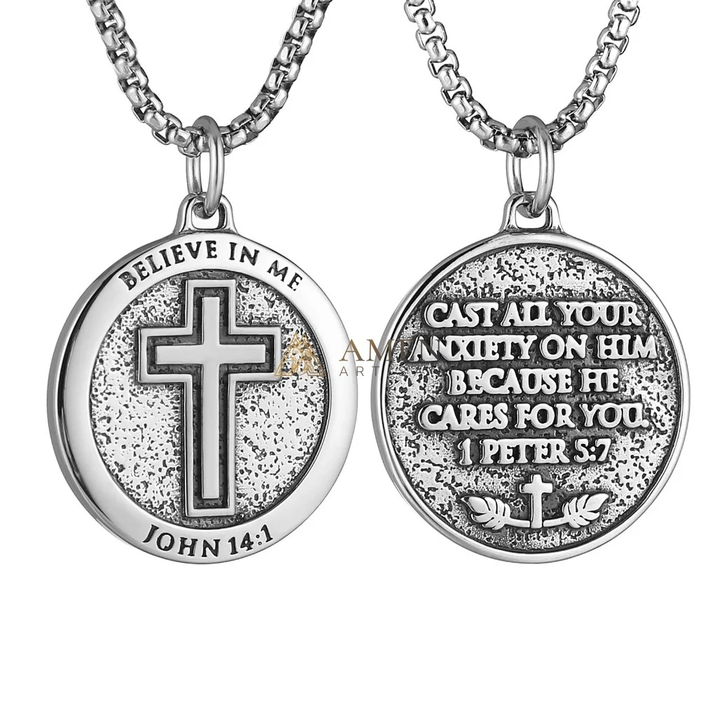 Cross Medallion Pendant Necklace Amen Artisan - Image 10