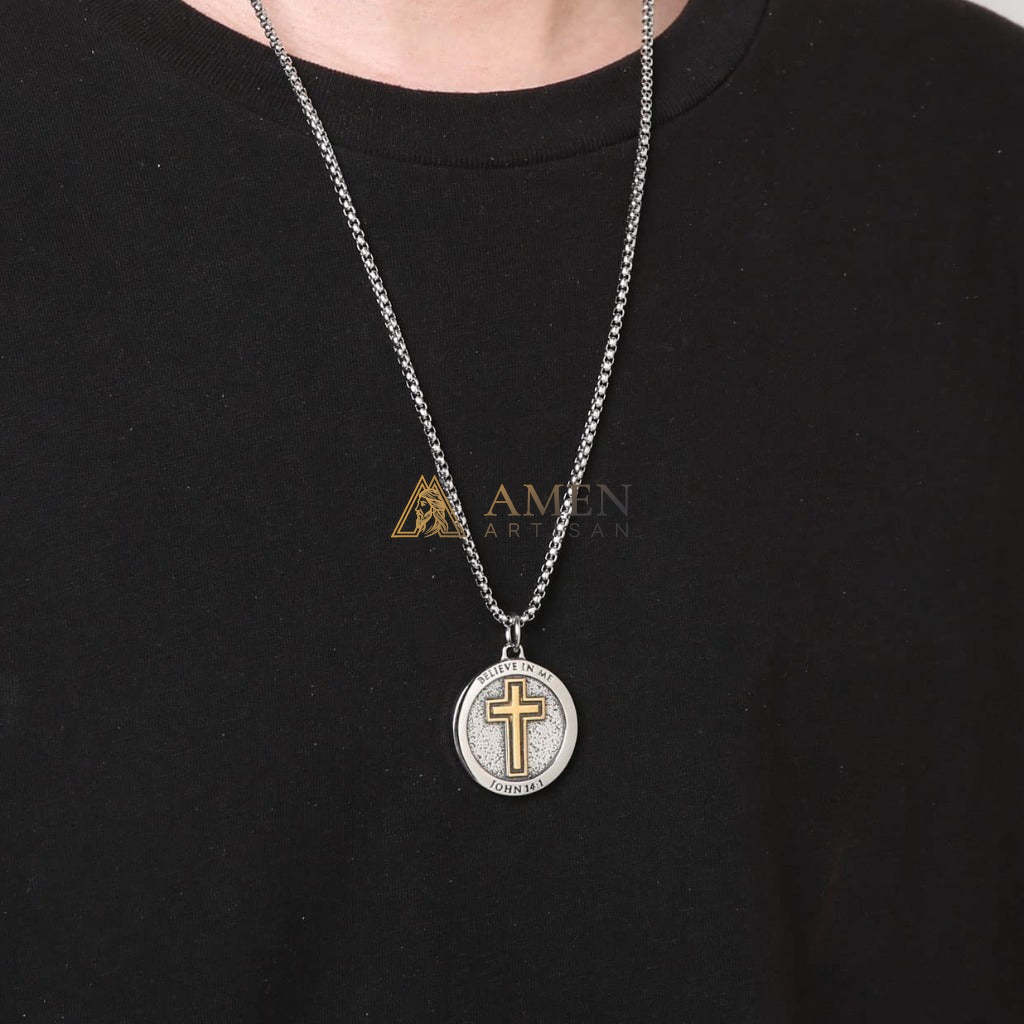 Cross Medallion Pendant Necklace Amen Artisan - Image 3