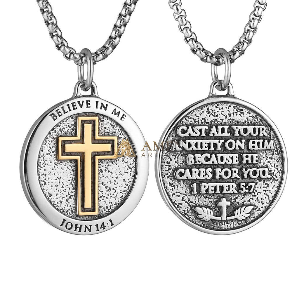 Cross Medallion Pendant Necklace Amen Artisan - Image 4