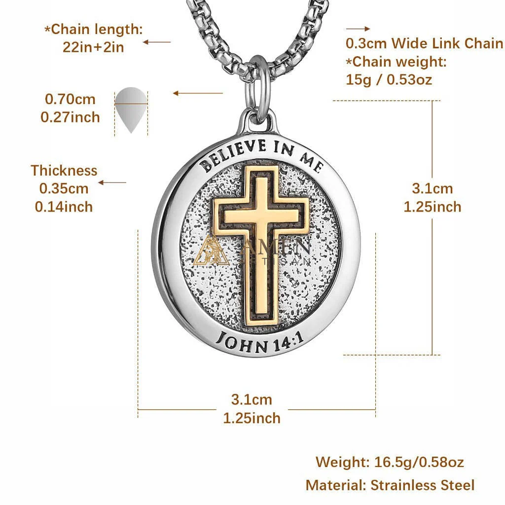Cross Medallion Pendant Necklace Amen Artisan - Image 5