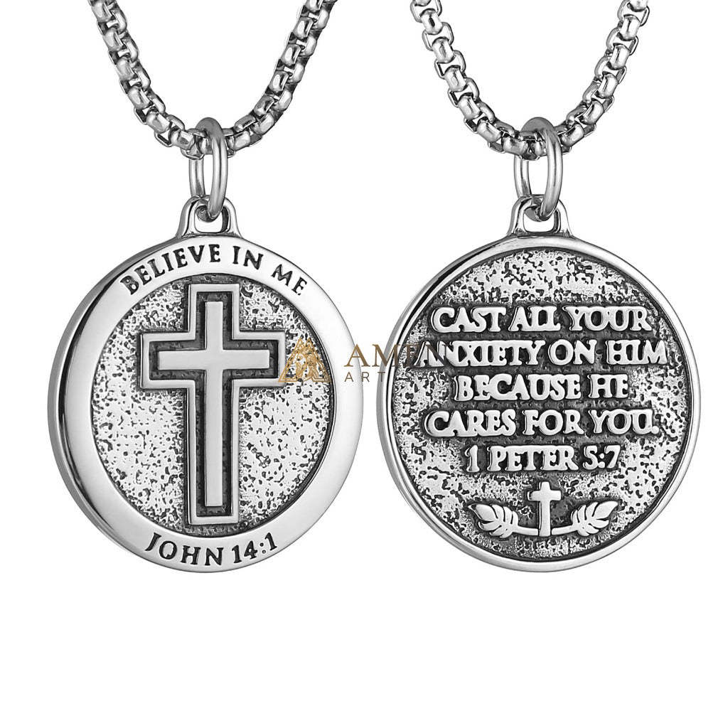 Cross Medallion Pendant Necklace Amen Artisan - Image 6