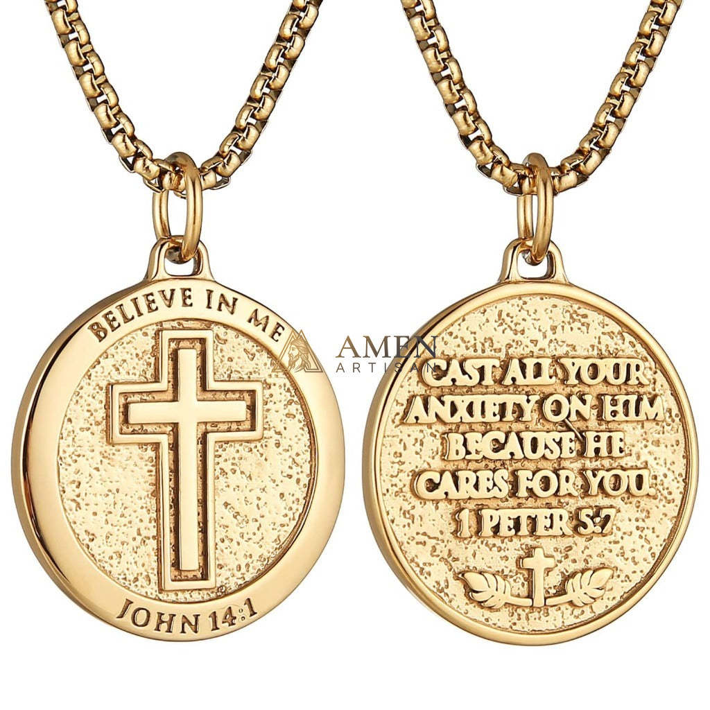 Cross Medallion Pendant Necklace Amen Artisan - Image 8