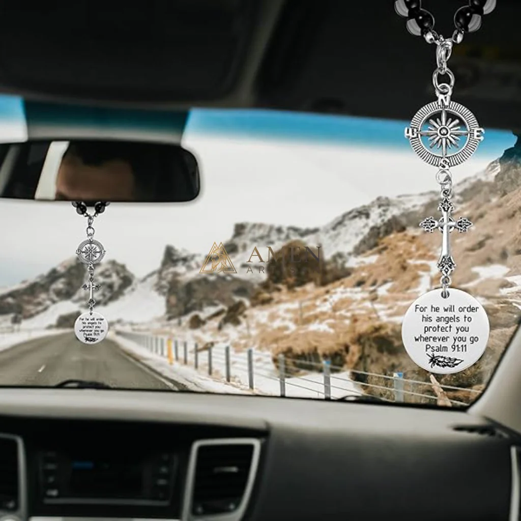 Cross Scripture Protection Car Charm