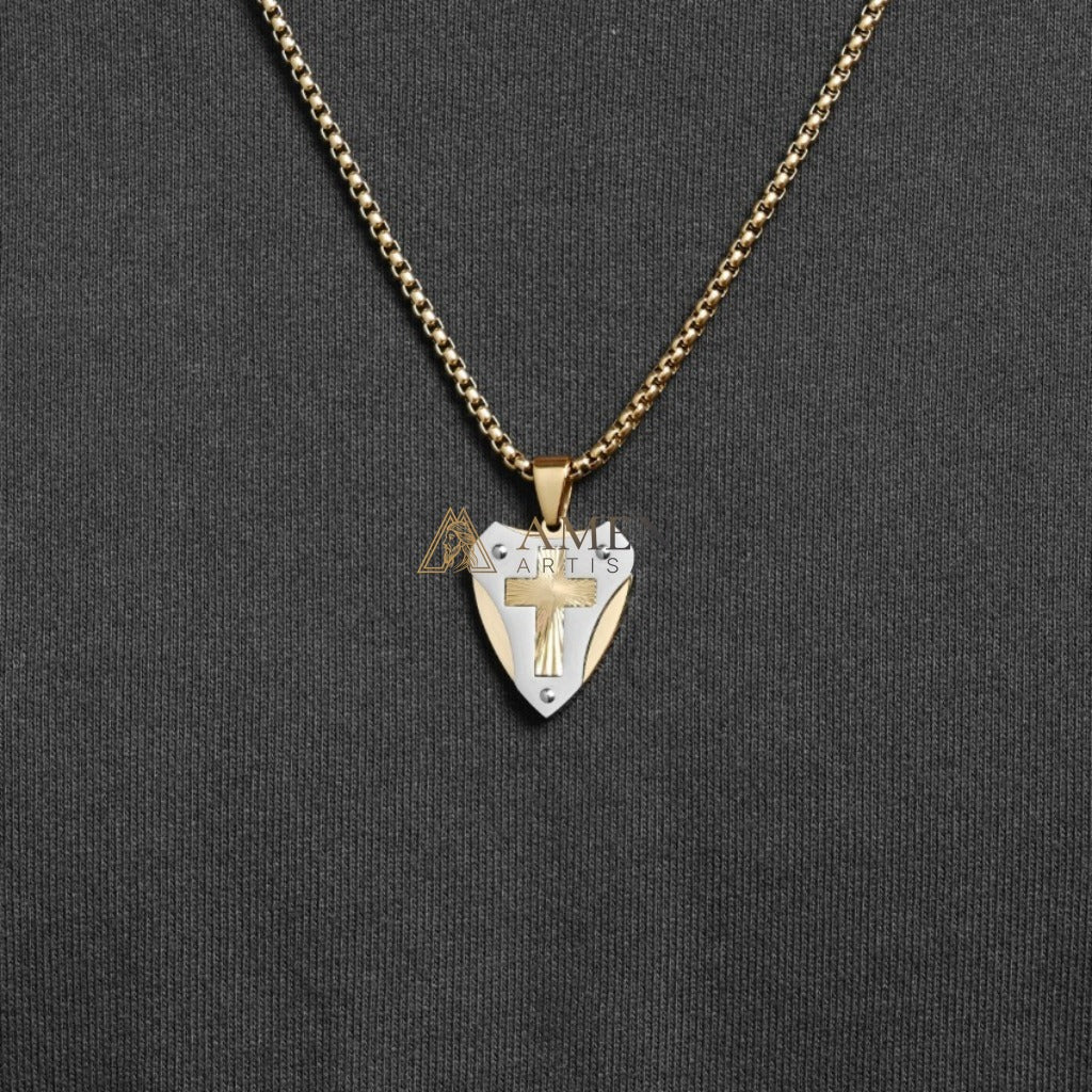 Cross Shield Pendant Necklace Amen Artisan - Image 4