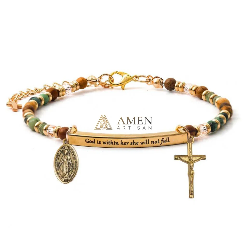 crucifix and Miraculous Medal Bracelet - Image 2
