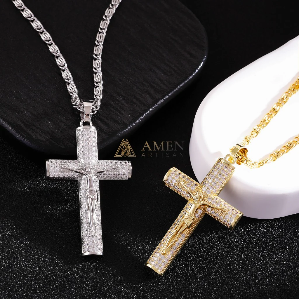 Crucifix Zircon Pendant Necklace Amen Artisan - Image 2