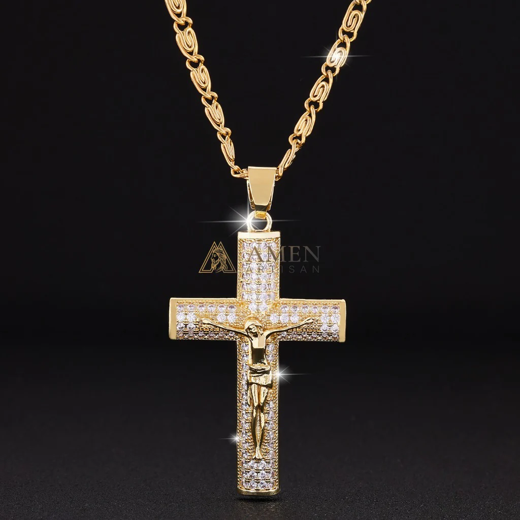 Crucifix Zircon Pendant Necklace Amen Artisan - Image 3