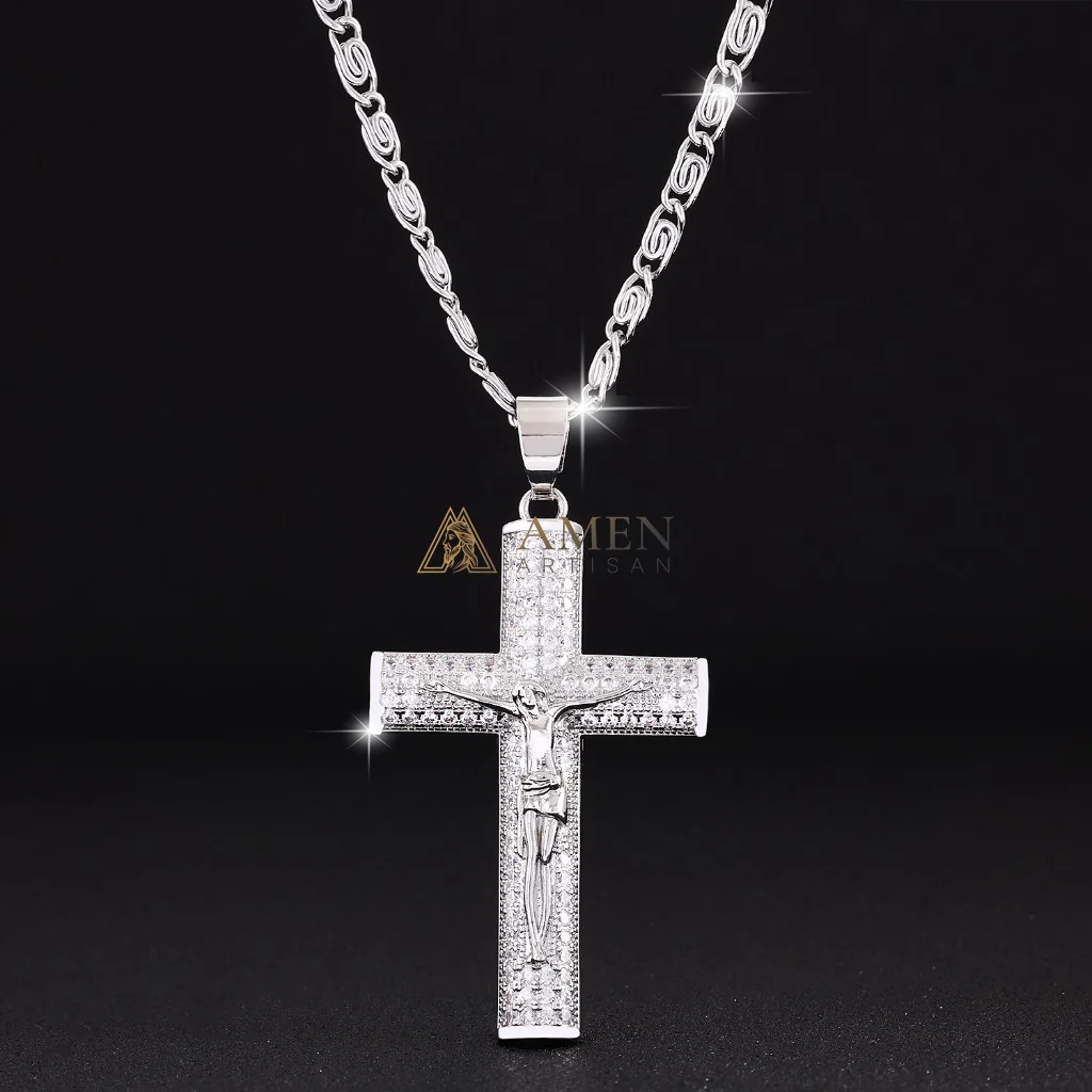 Crucifix Zircon Pendant Necklace Amen Artisan - Image 4