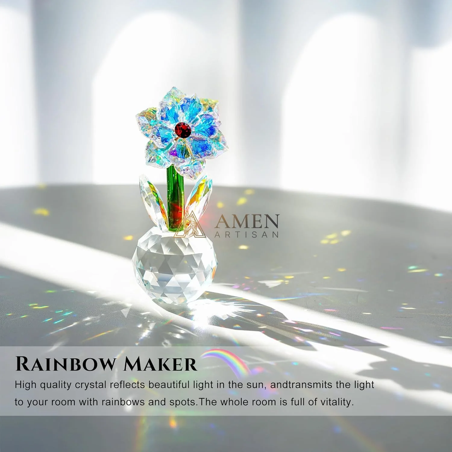 Crystal-Colored Sunflower Figurine Amen Artisan - Image 5