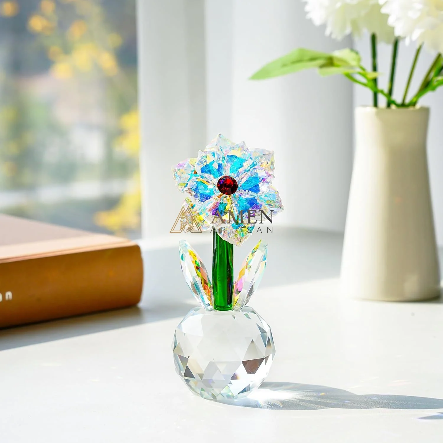 Crystal-Colored Sunflower Figurine Amen Artisan - Image 6