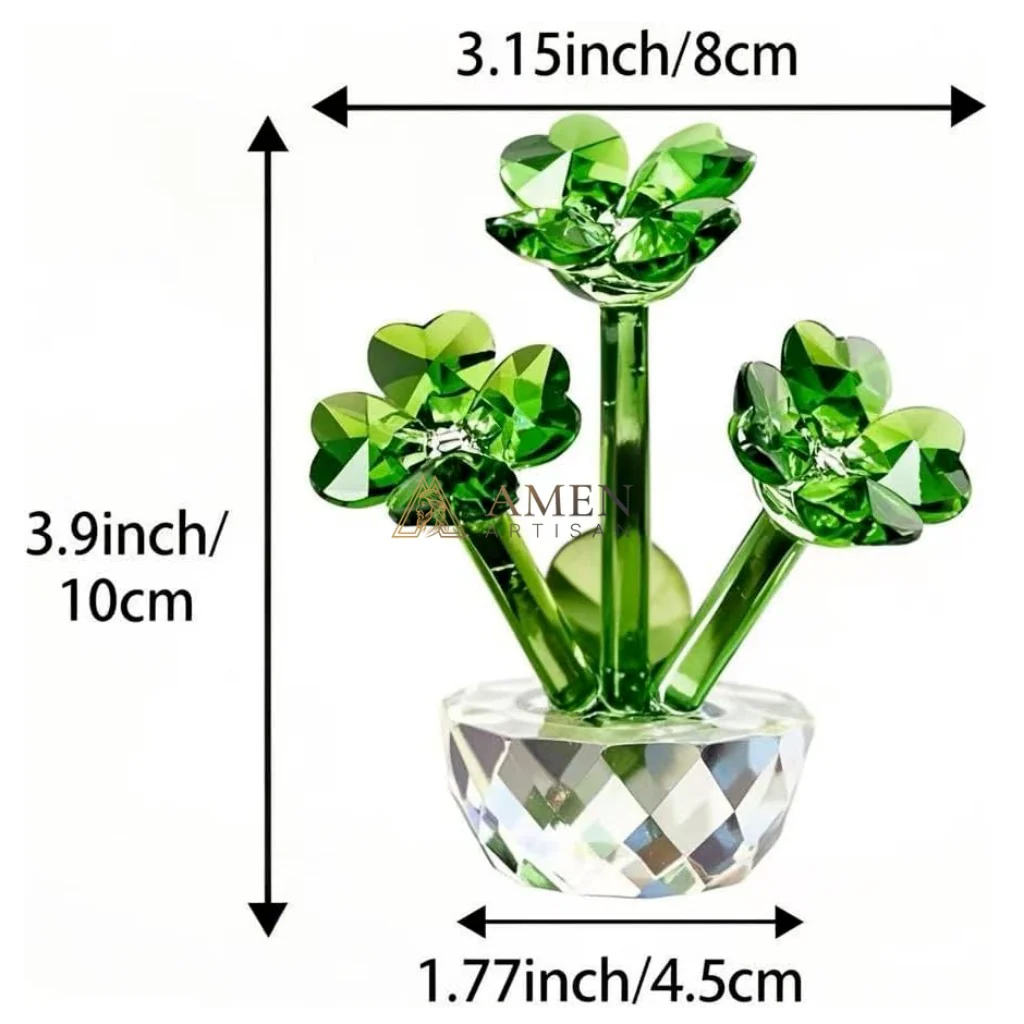 Crystal Four-leaf Clover Figurine Amen Artisan - Image 3