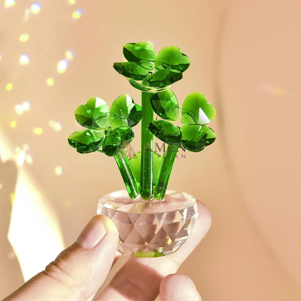 Crystal Four-leaf Clover Figurine Amen Artisan - Image 4