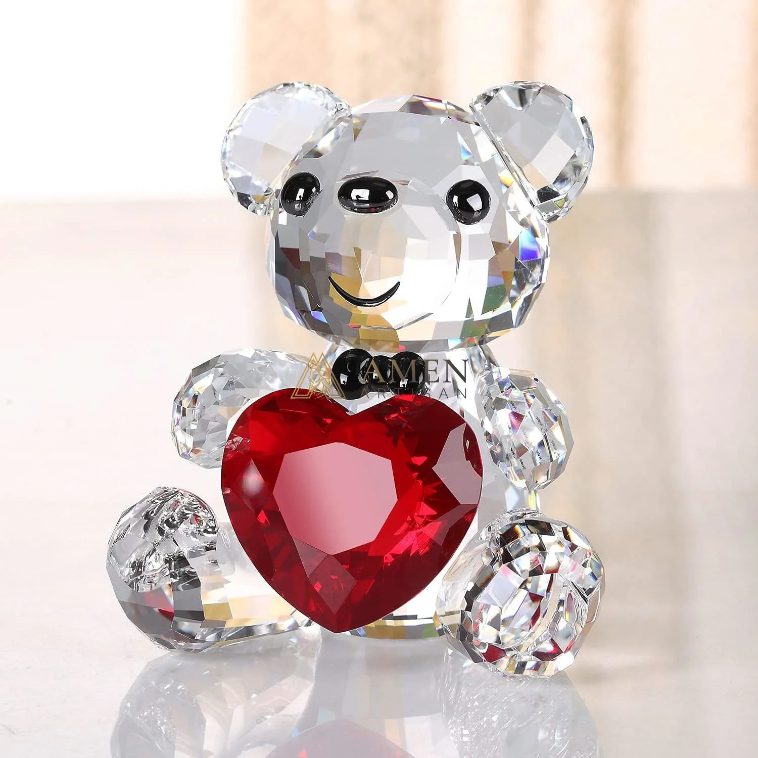 Crystal Heart Bear Figurine Amen Artisan - Image 2