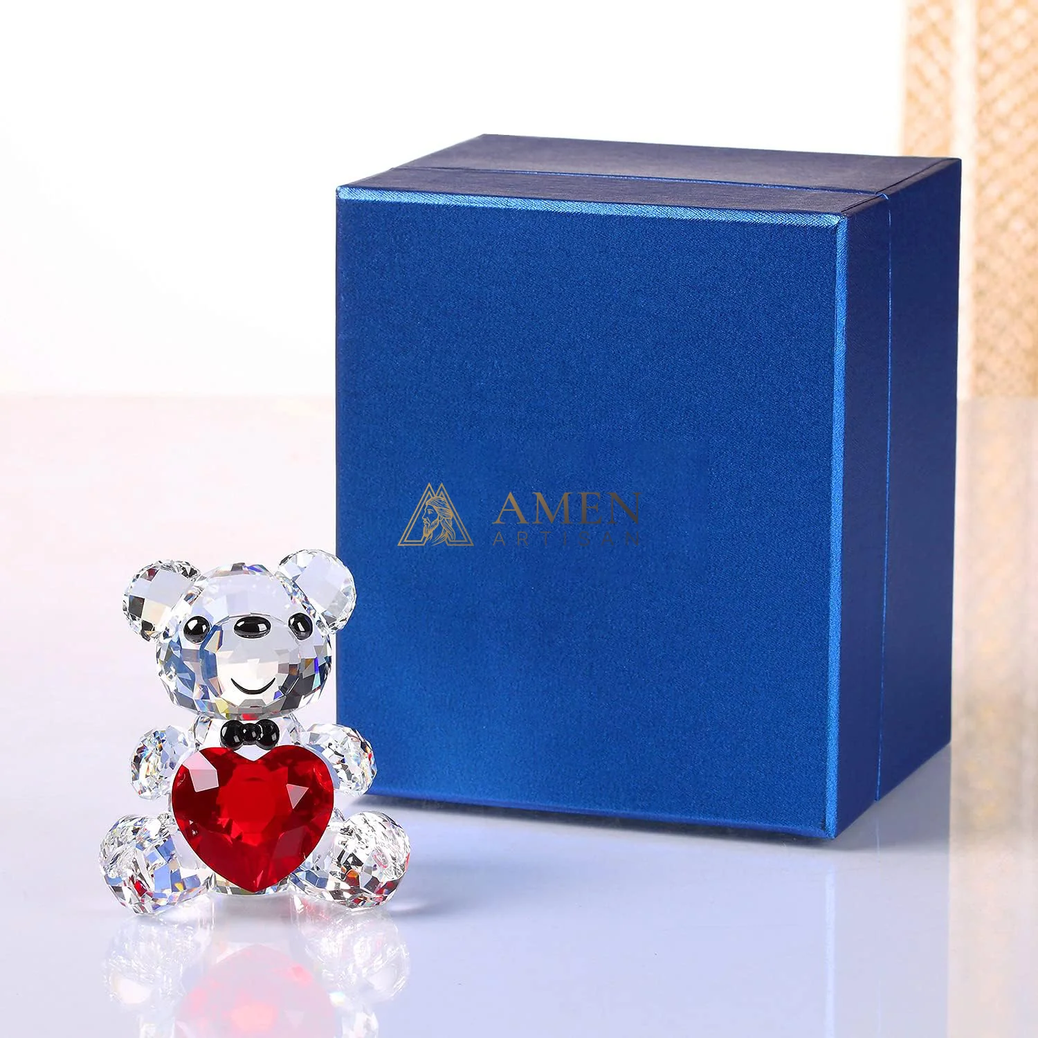 Crystal Heart Bear Figurine Amen Artisan - Image 4