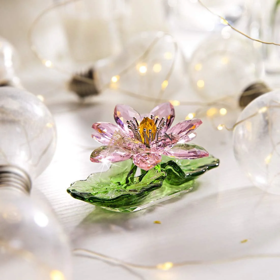 Crystal Lotus Statue Amen Artisan - Image 4