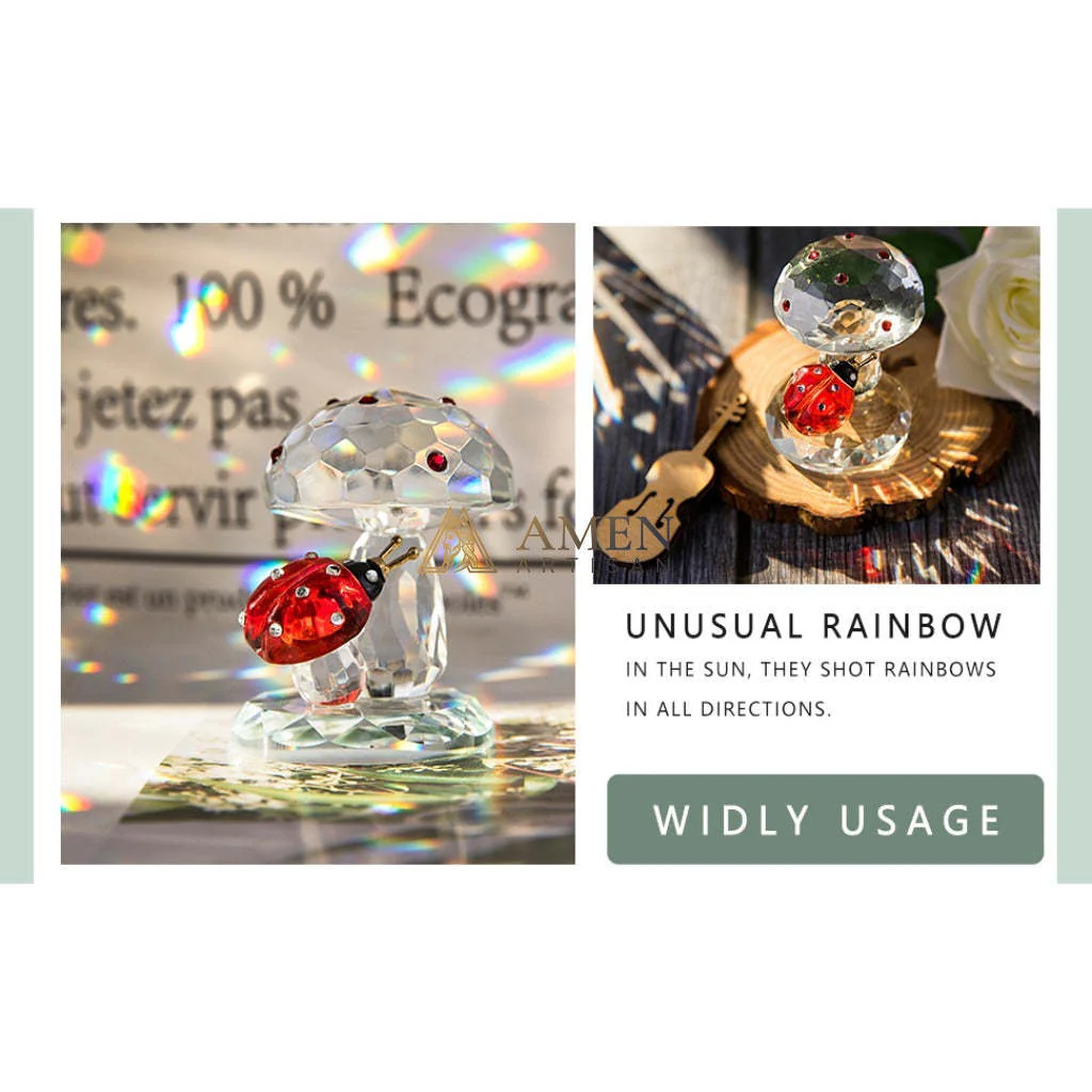 Crystal Mushroom & Ladybug Figurine Amen Artisan - Image 9