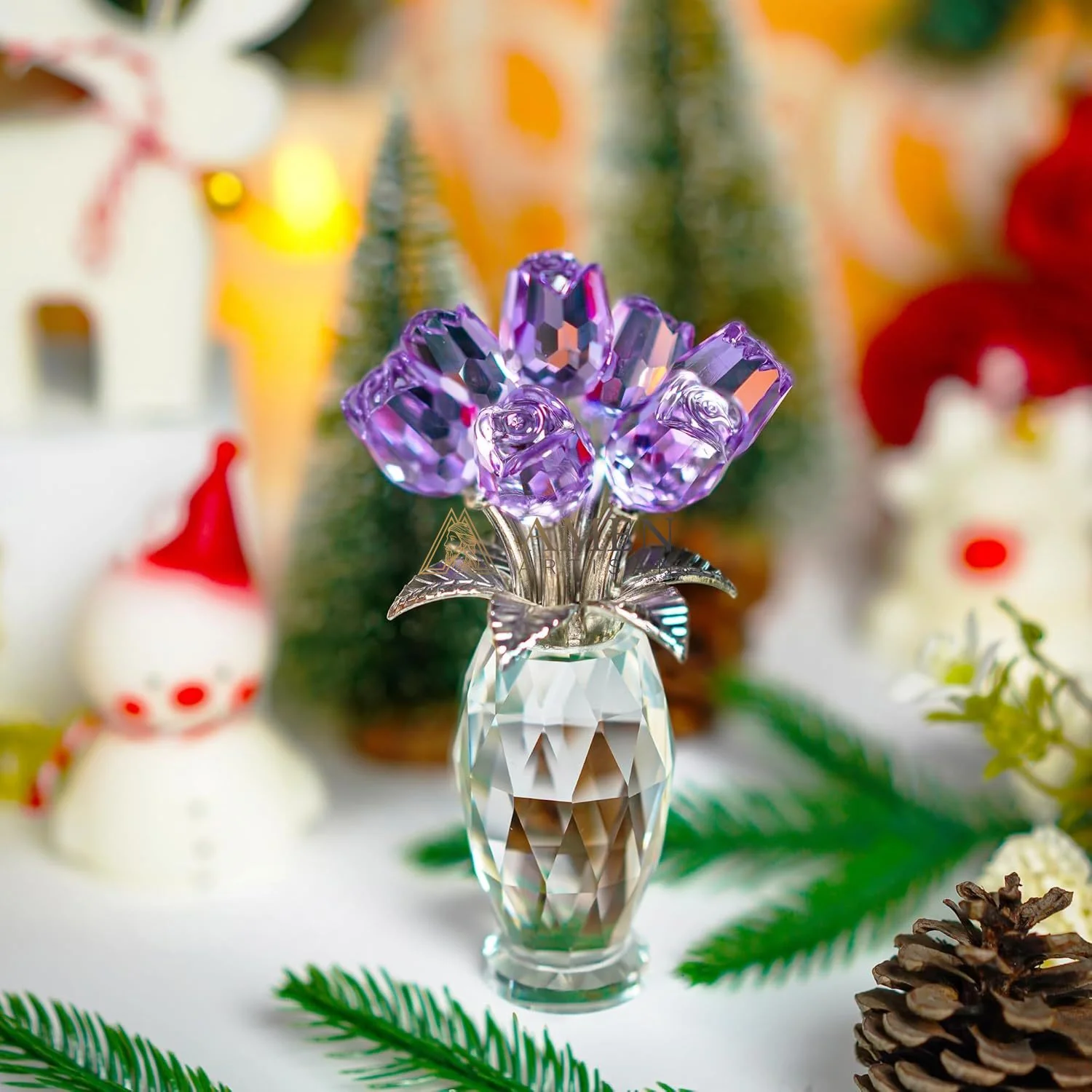 Crystal Purple Rose Figurine Amen Artisan - Image 7