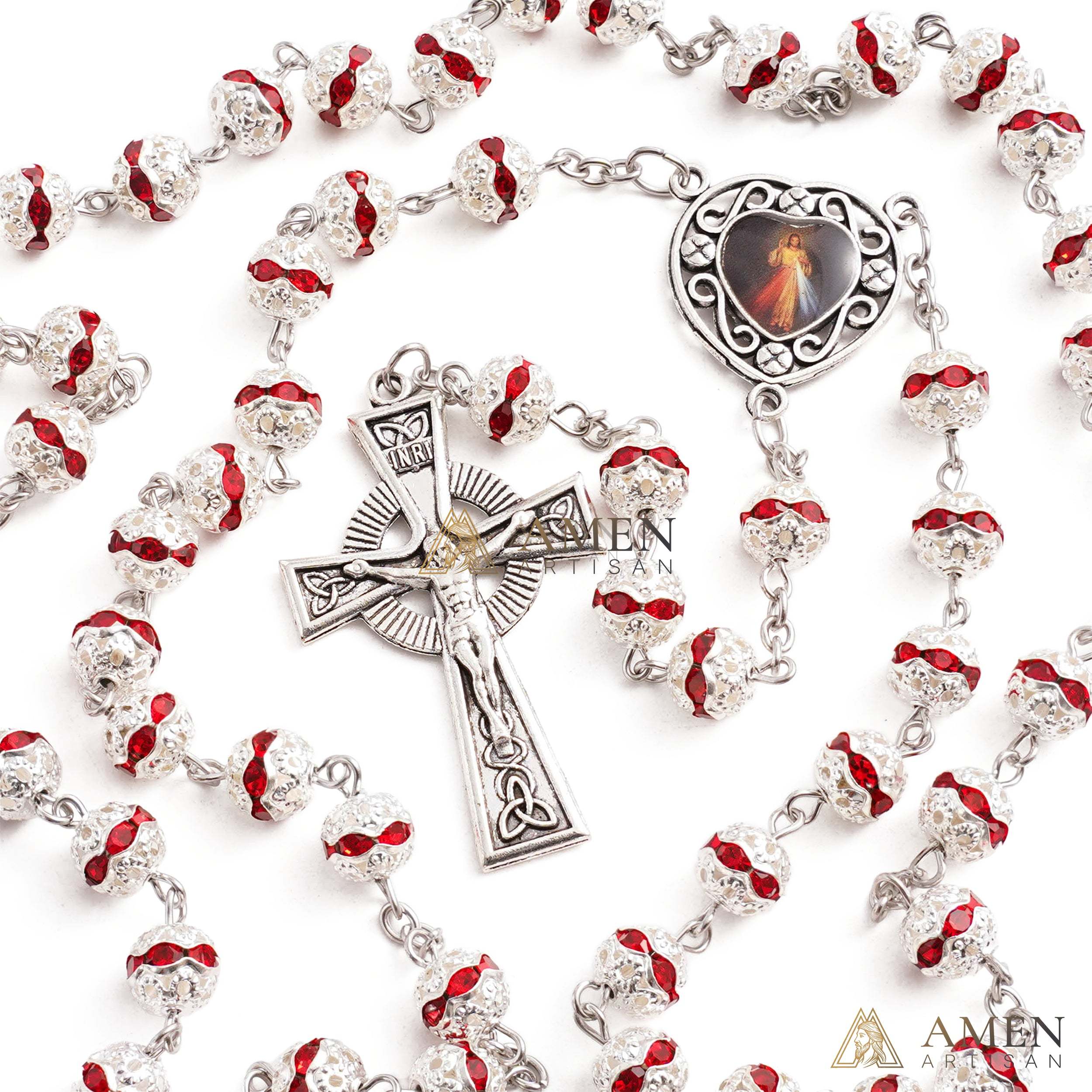 【DEAl TODAY】Crystal Rosary That Captures Light – Celtic Prayer Beads | Amen Artisan - Image 3