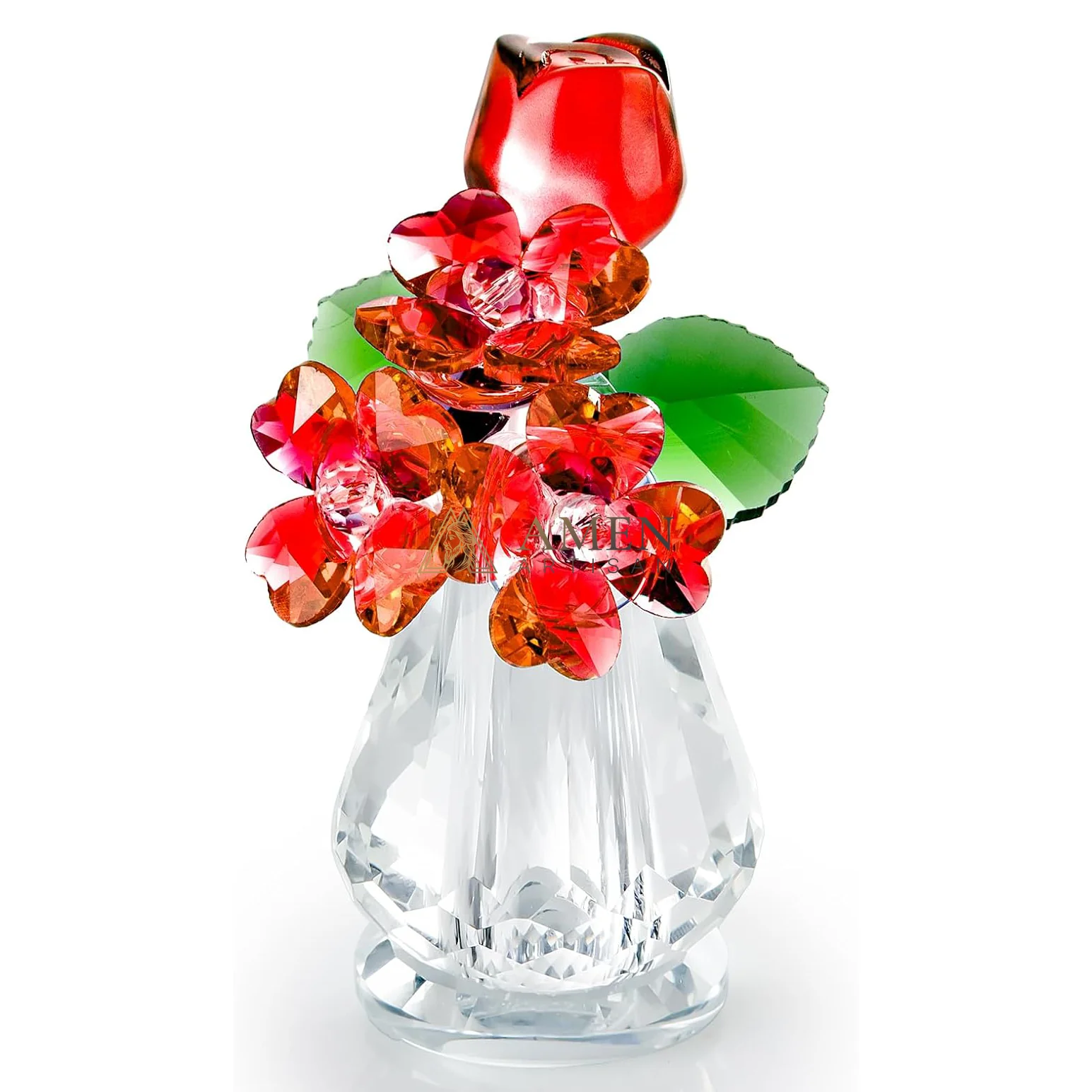 Crystal Rose Bouquet Figurine Amen Artisan