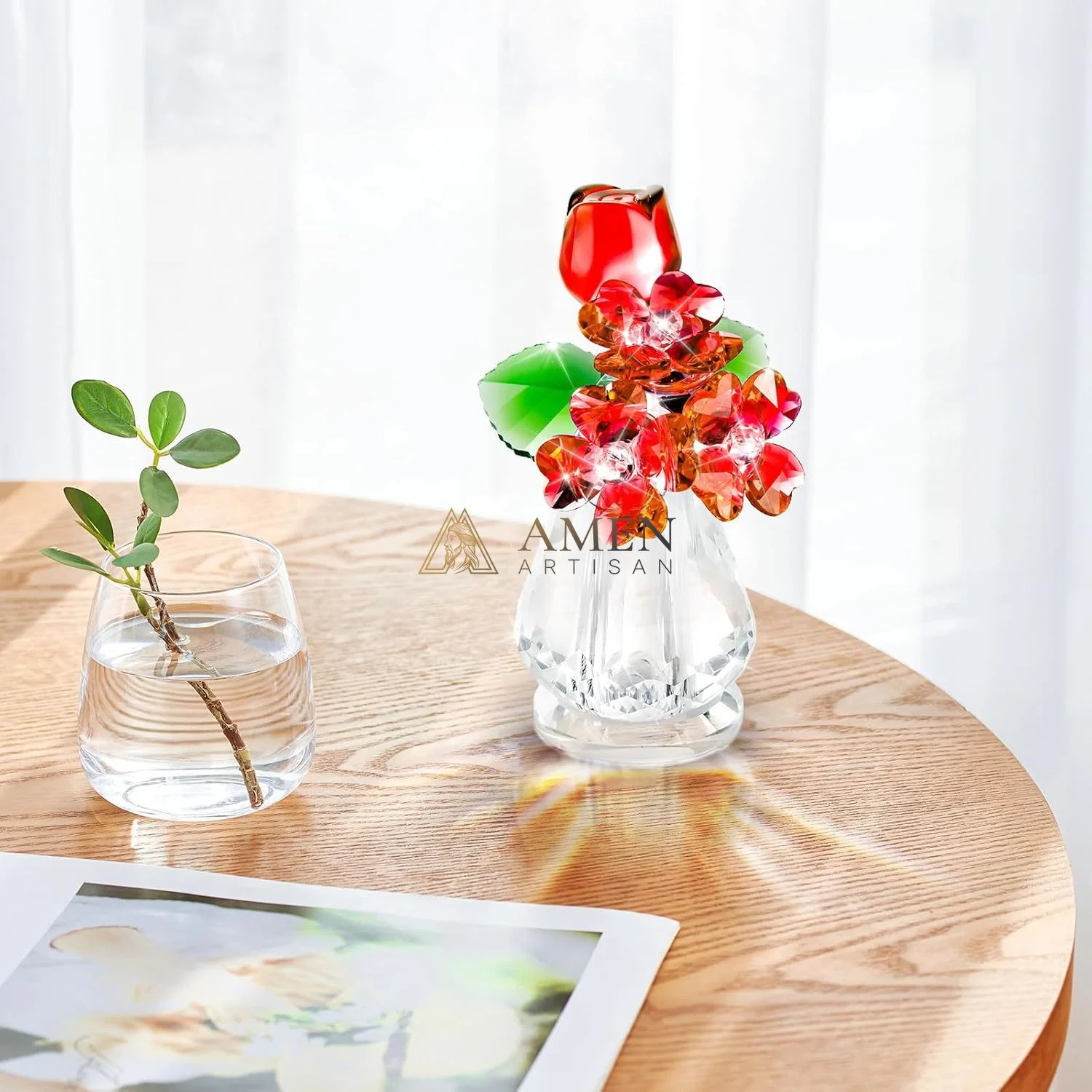 Crystal Rose Bouquet Figurine Amen Artisan - Image 5