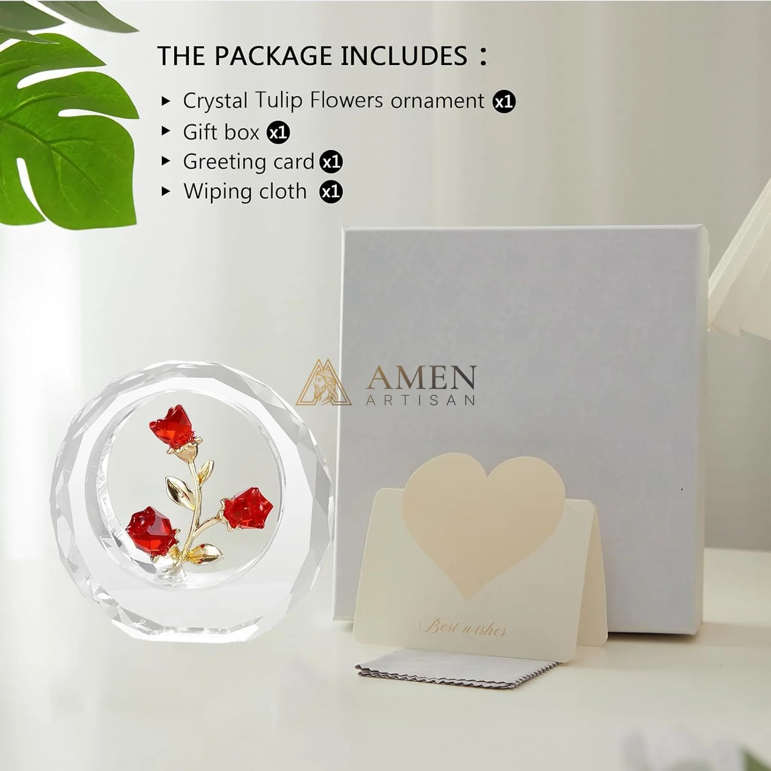 Crystal Rose Figurine Amen Artisan - Image 5