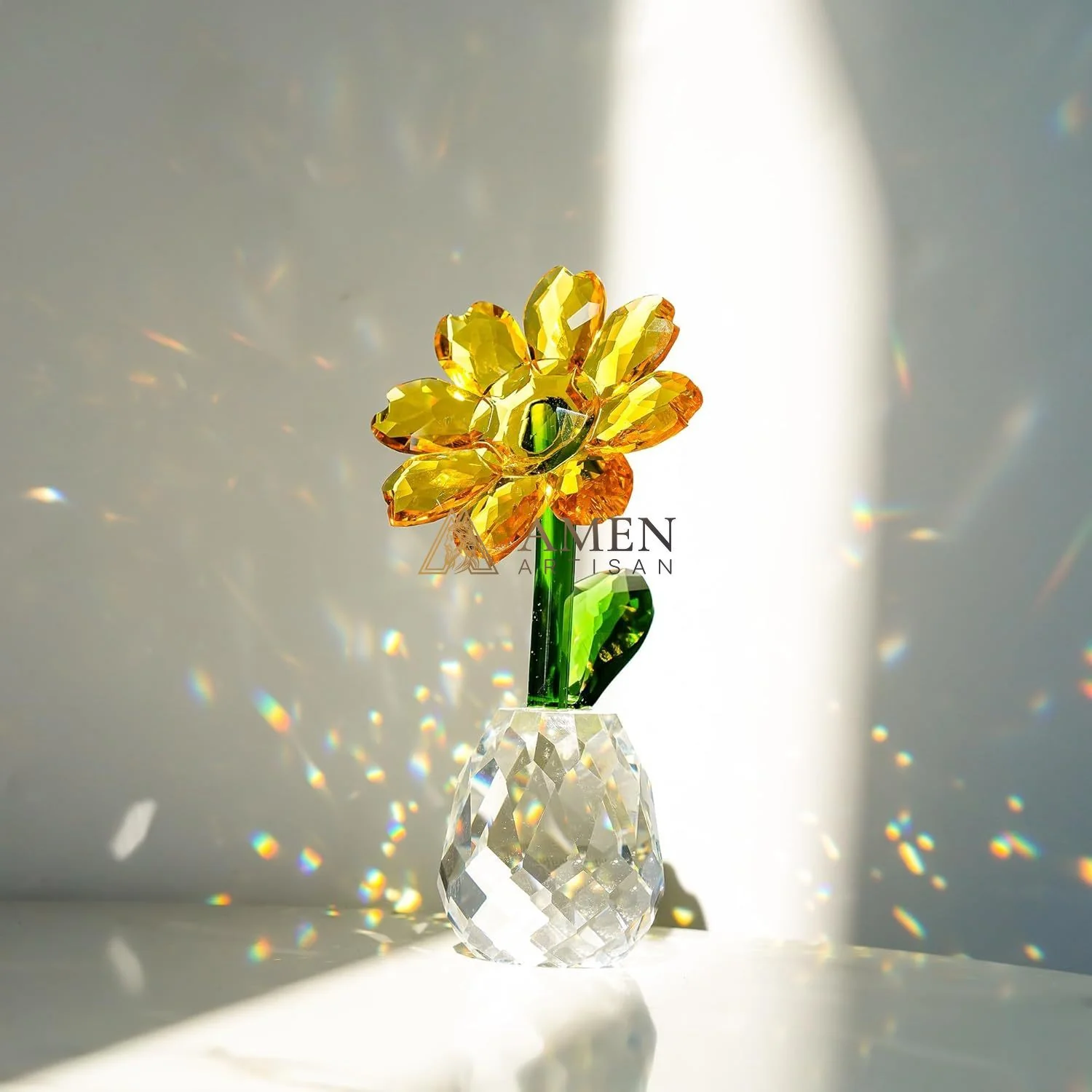 Crystal Sunflower Figurine Amen Artisan - Image 3