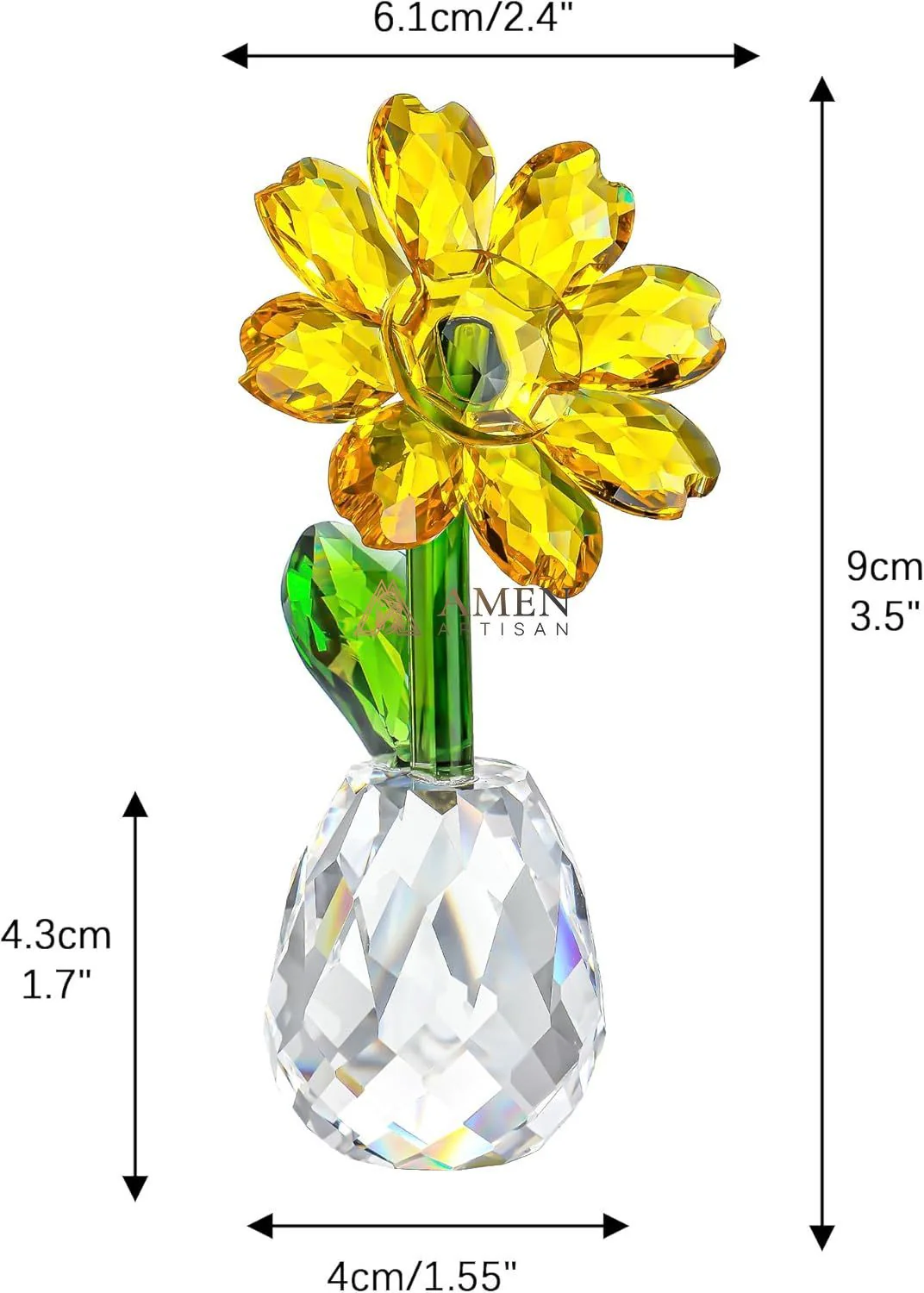 Crystal Sunflower Figurine Amen Artisan - Image 4