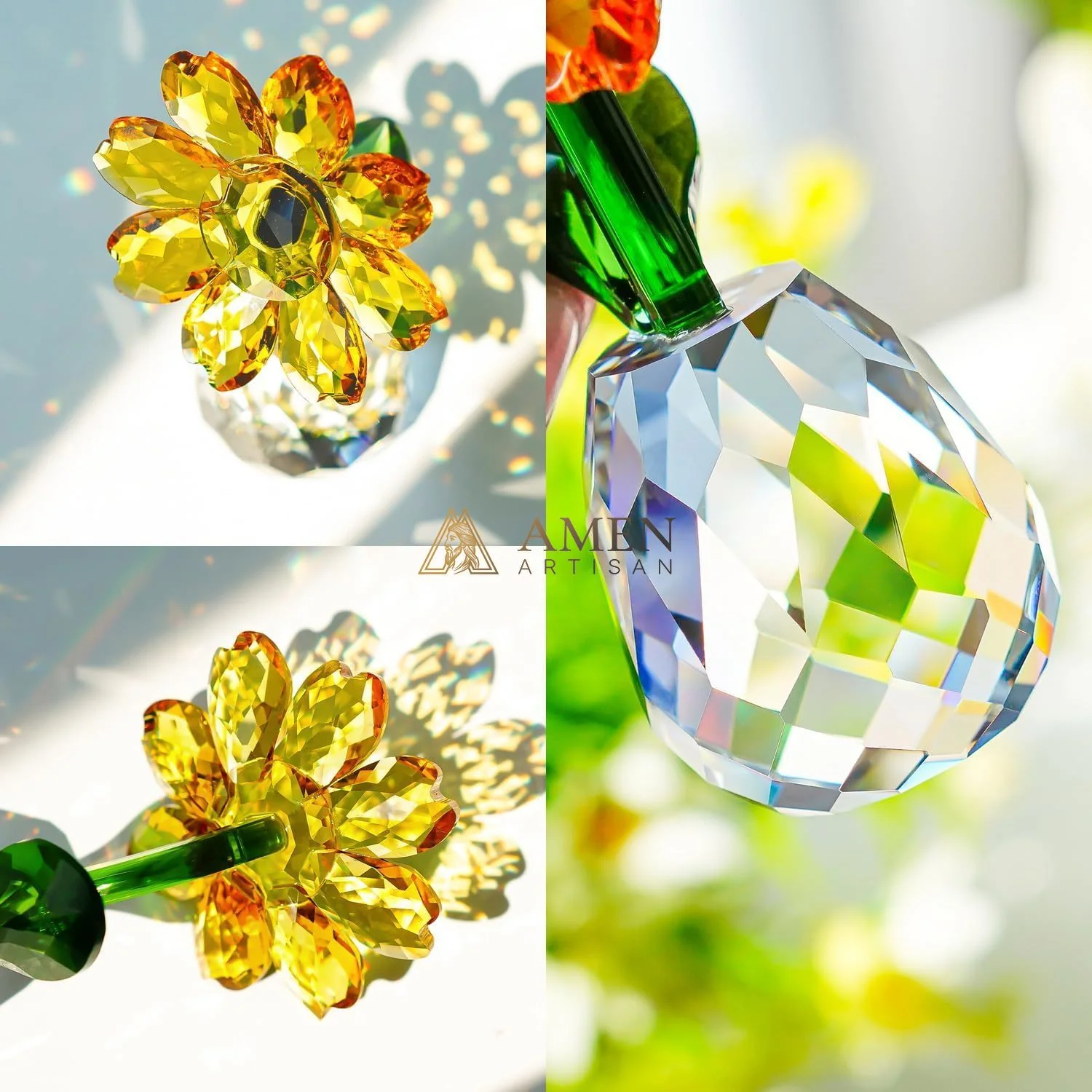 Crystal Sunflower Figurine Amen Artisan - Image 5