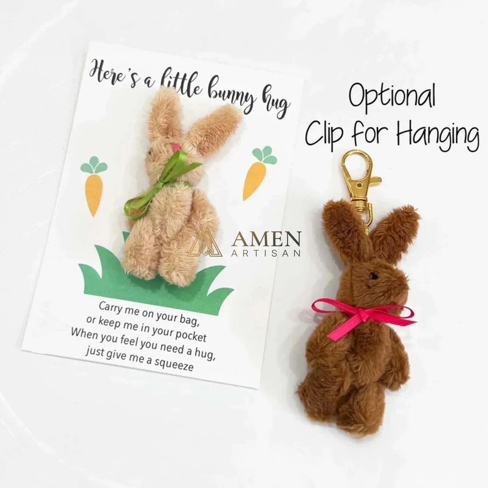 Cuddly Bunny Pocket Hug Charm Amen Artisan - Image 2