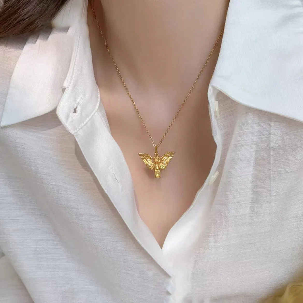 Cupid, the Mysterious Little Angel Gold-Plated Love Charm Necklace, Serendipity Token Amen Artisan - Image 3