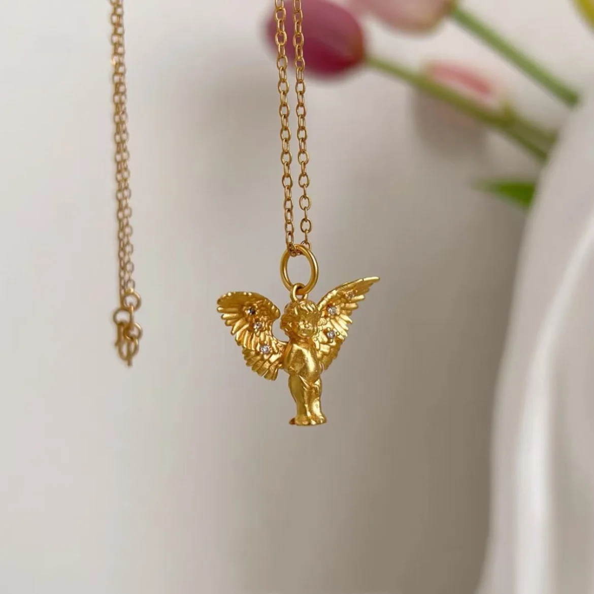 Cupid, the Mysterious Little Angel Gold-Plated Love Charm Necklace, Serendipity Token Amen Artisan - Image 4