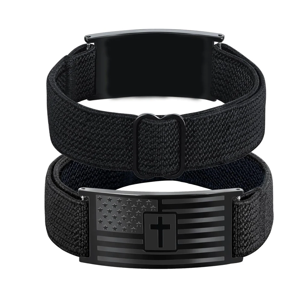 【DEAL TODAY】Adjustable America 250 Bracelet with Braided Band and Cross Detail - Image 6