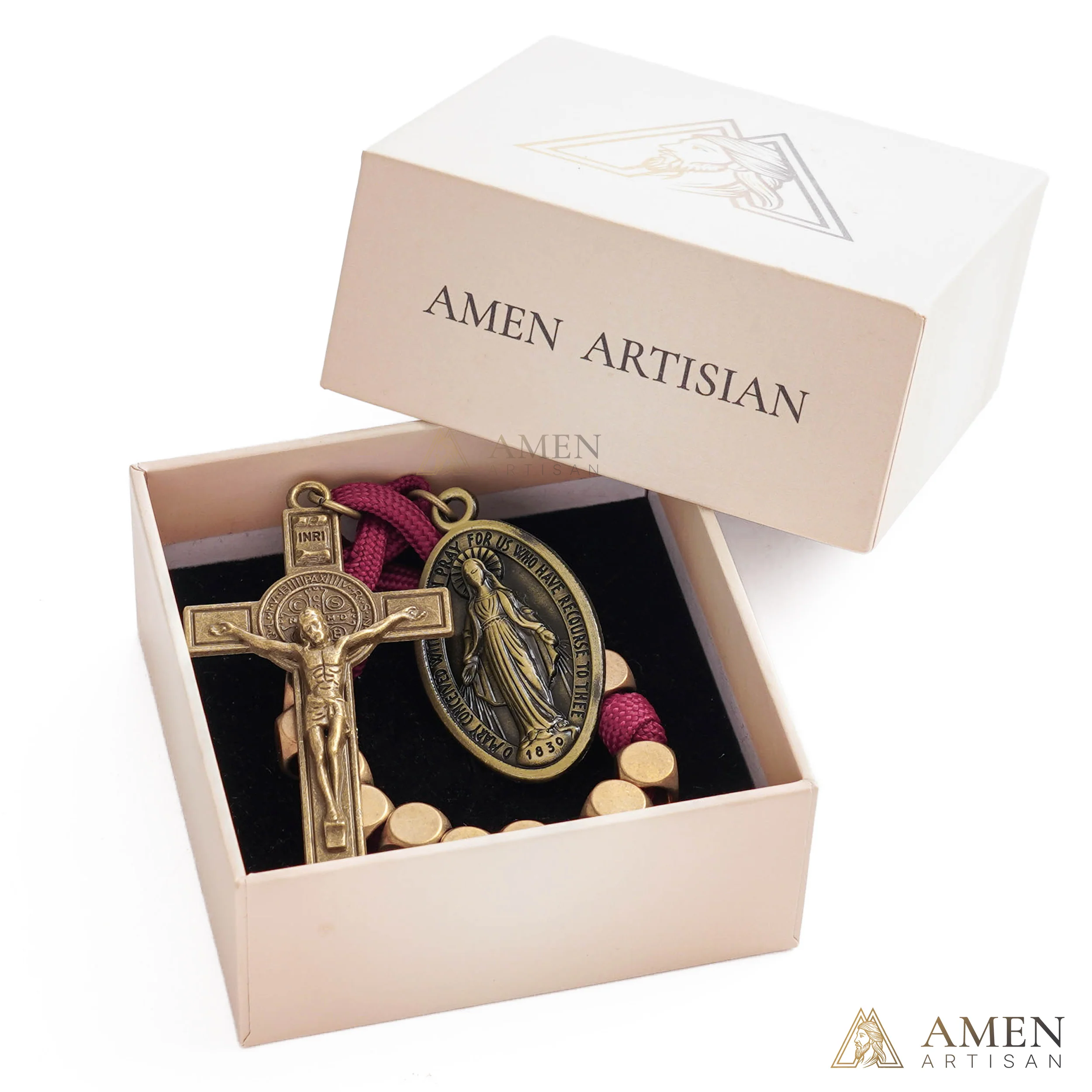 【DEAL TODAY】Burgundy Clip-On Pocket Decade Rosary with Crucifix and Our Lady Medal - Image 13