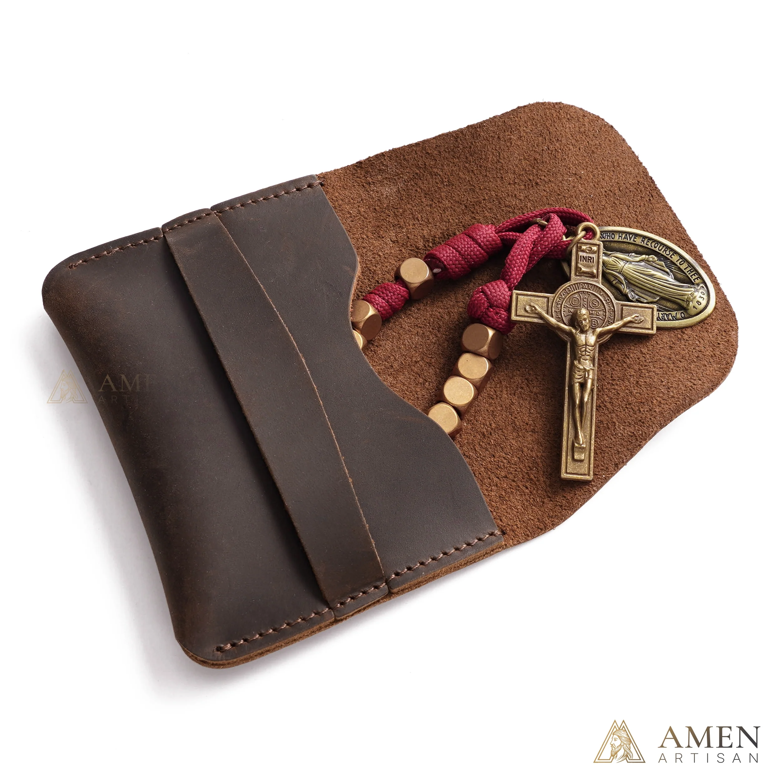 Burgundy Clip-On Pocket Decade Rosary with Crucifix and Our Lady Medal - Image 19