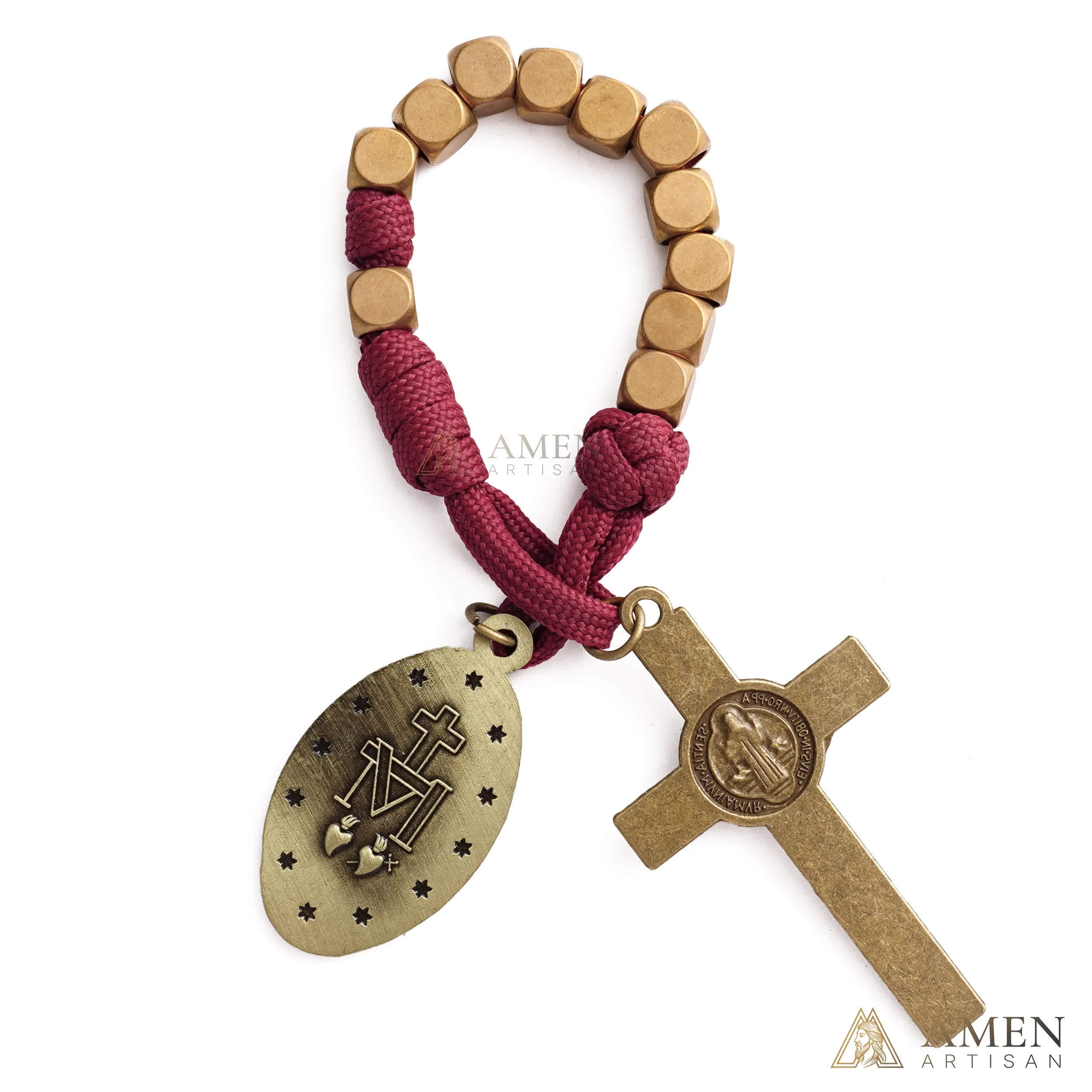 【DEAL TODAY】Burgundy Clip-On Pocket Decade Rosary with Crucifix and Our Lady Medal - Image 4
