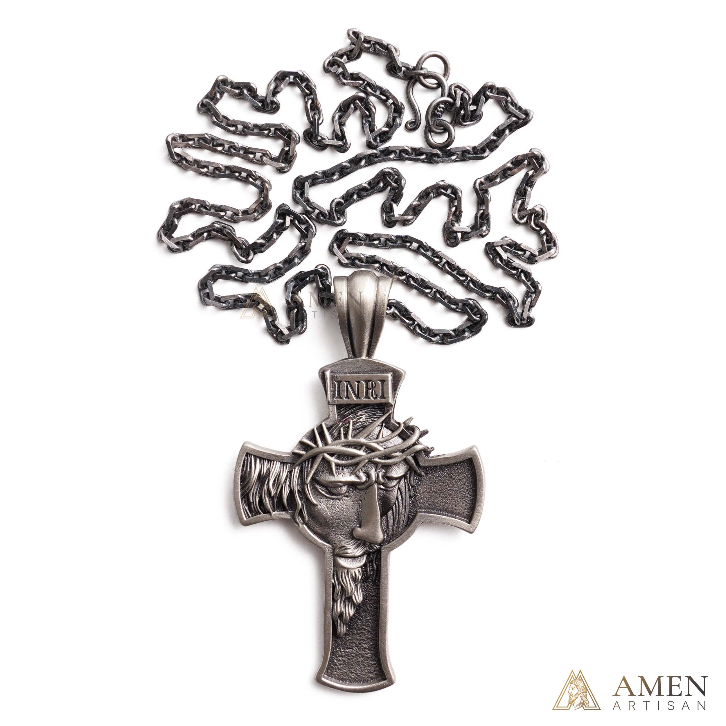 【Deal Today】Jesus Crown of Thorns Cross Pendant with Chain | Amen Artisan - Image 2