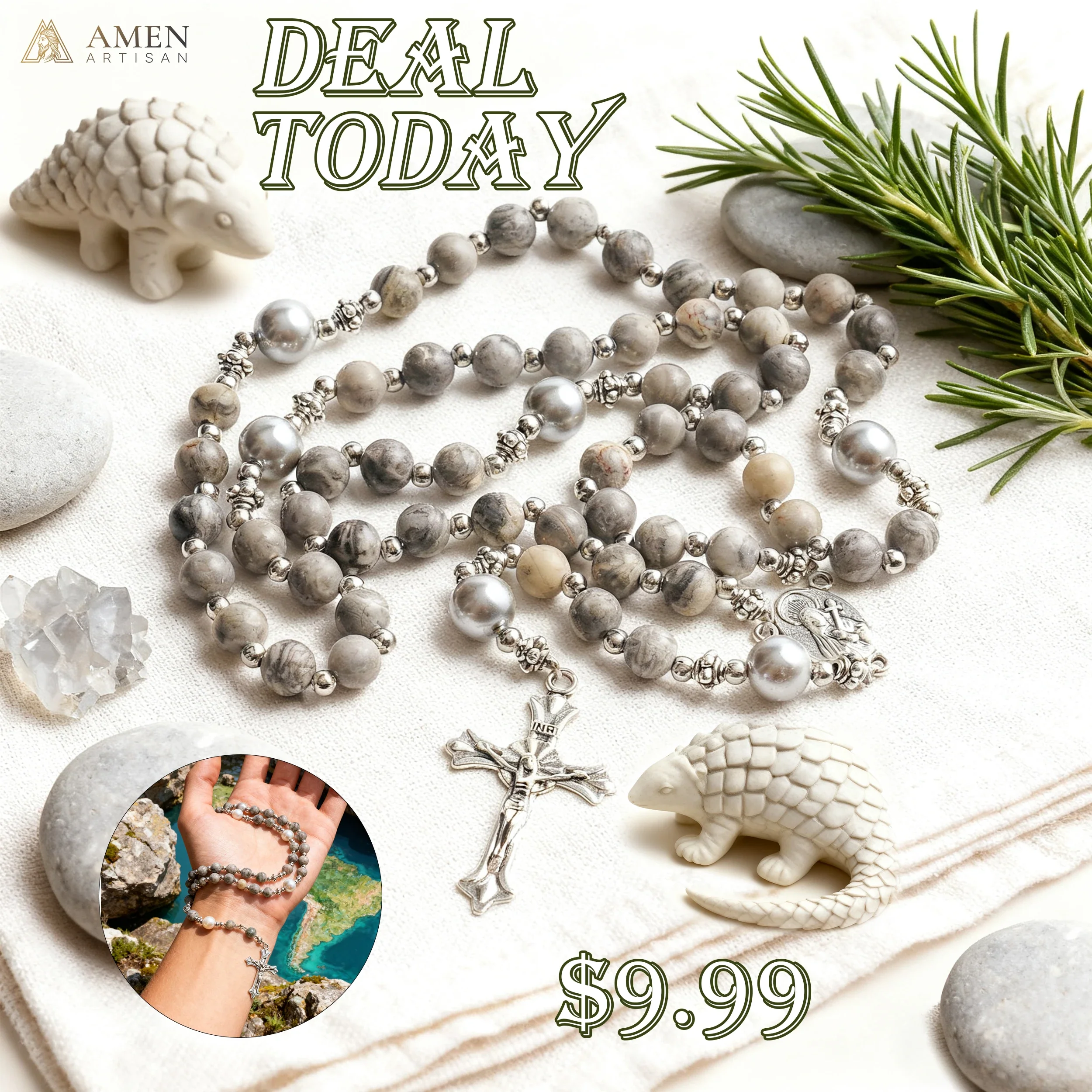 【Deal Today】Map Jasper Rosary - Image 5
