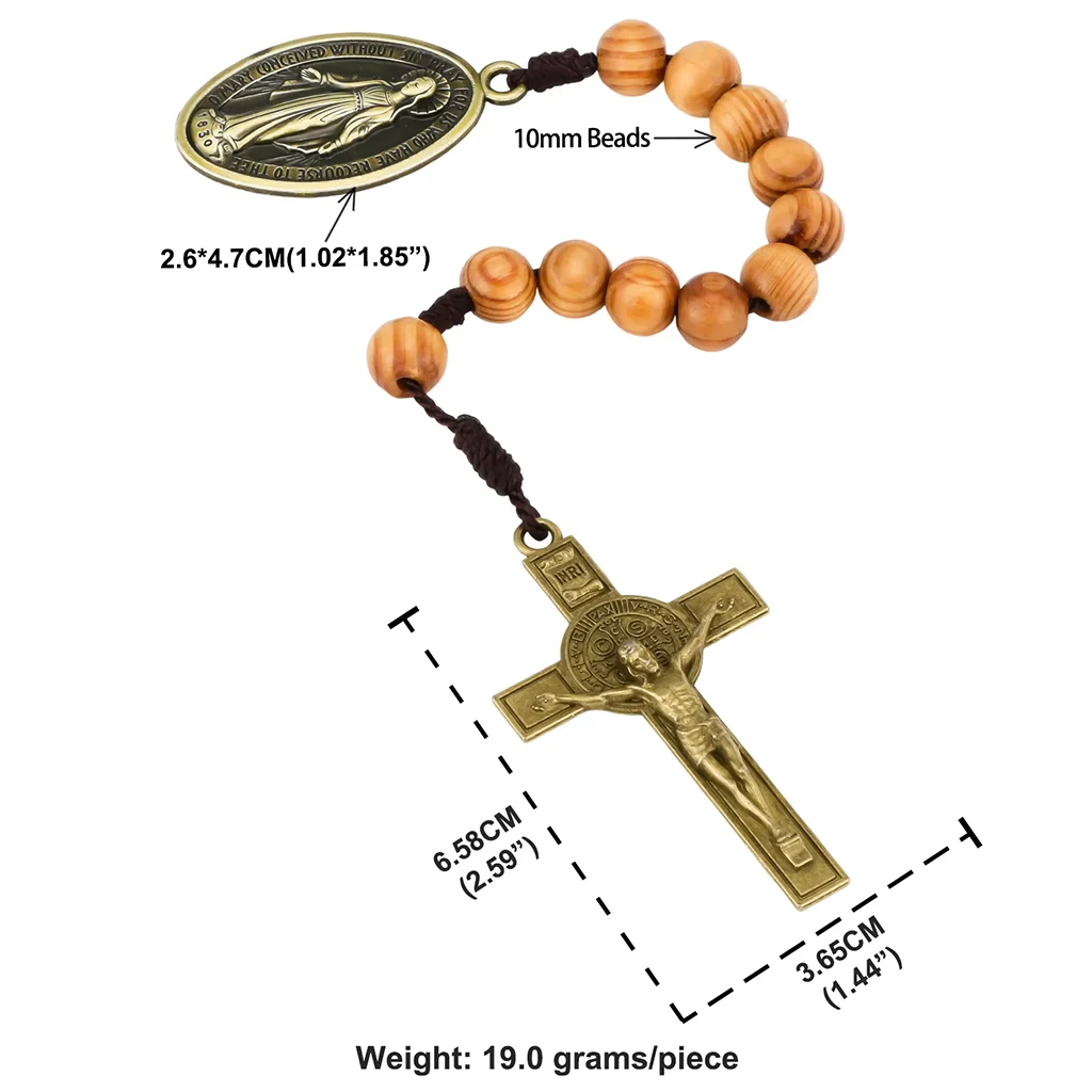 Portable Wooden Decade Rosary with St. Benedict Cross - Blessing & Peace | Amen Artisan - Image 6