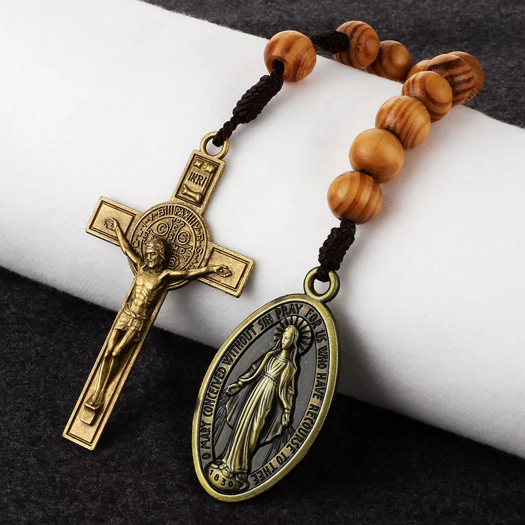 Portable Wooden Decade Rosary with St. Benedict Cross - Blessing & Peace | Amen Artisan - Image 7