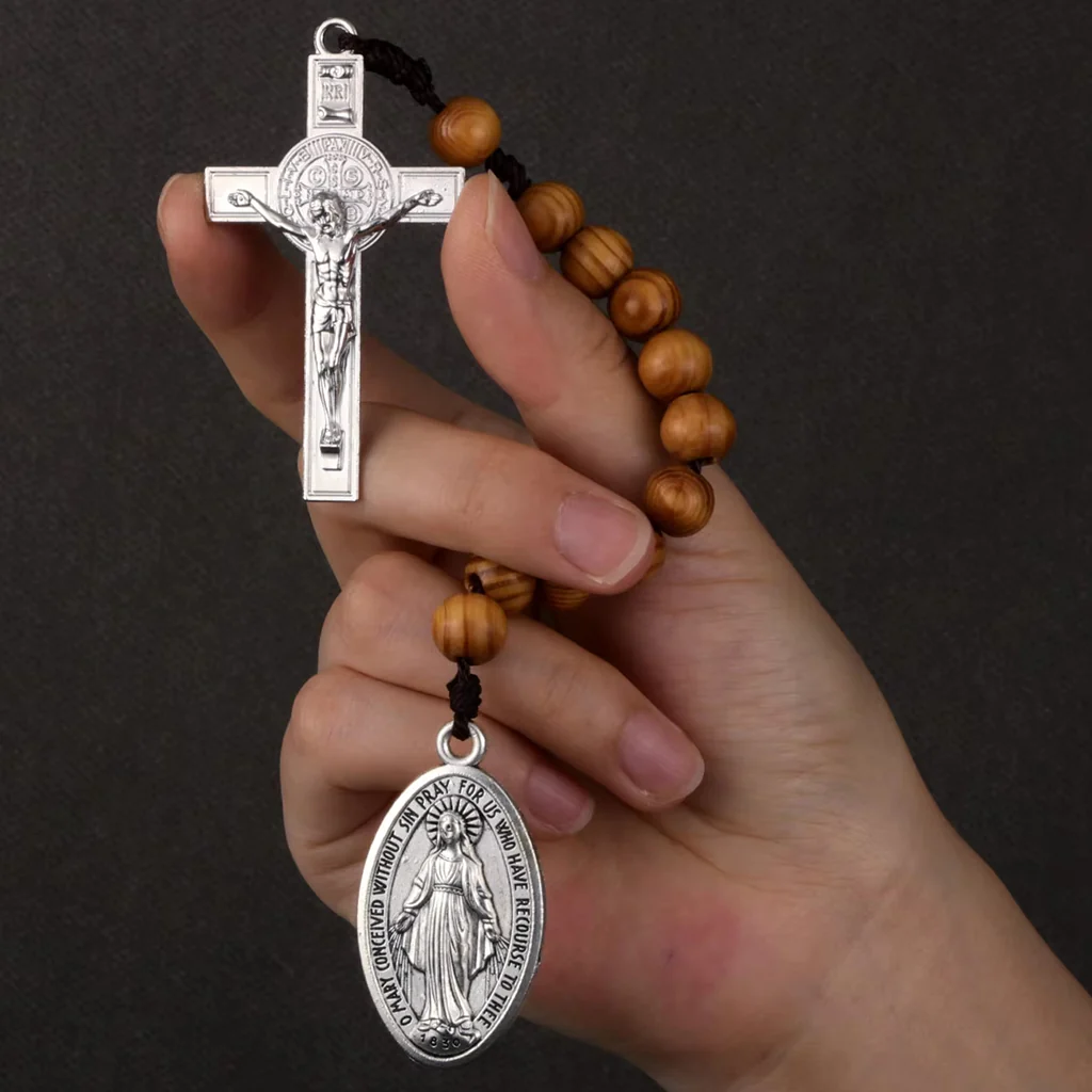 Portable Wooden Decade Rosary with St. Benedict Cross - Blessing & Peace | Amen Artisan - Image 10
