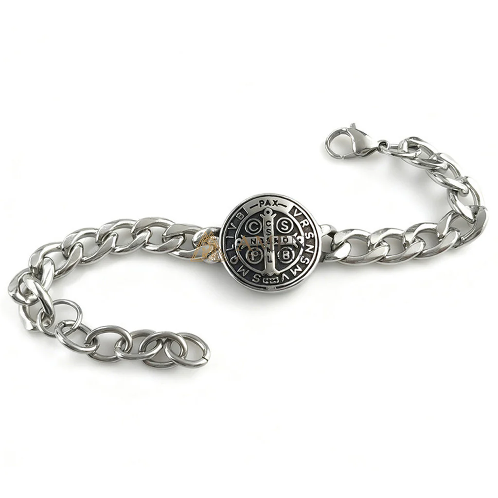 Saint Benedict Cross Cuban Link Bracelet - Protection, Strength & Faith | Amen Artisan - Image 2