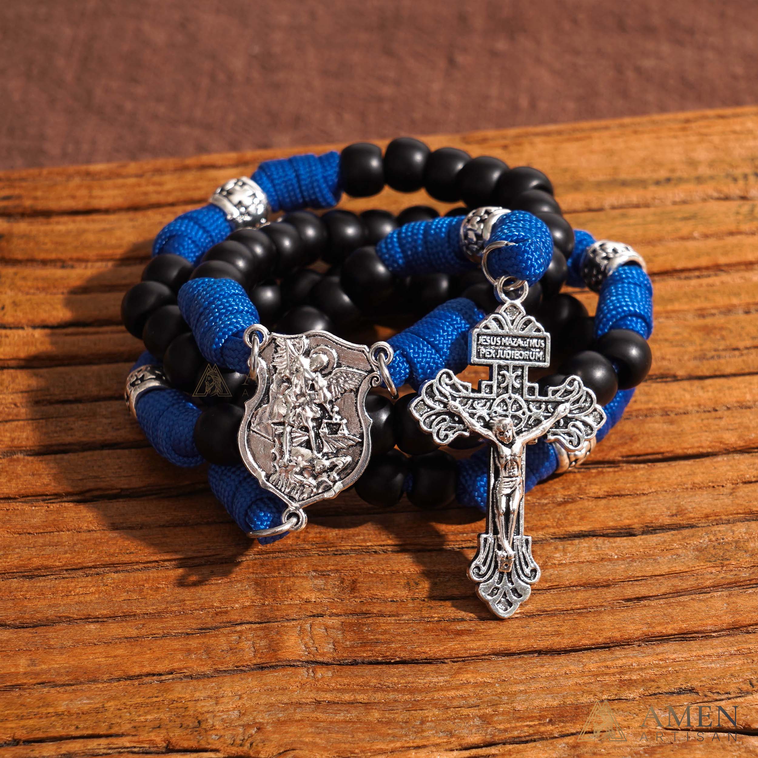 St. Michael Paracord Rosary with Jesus Crucifix - Protection & Strength - Image 17